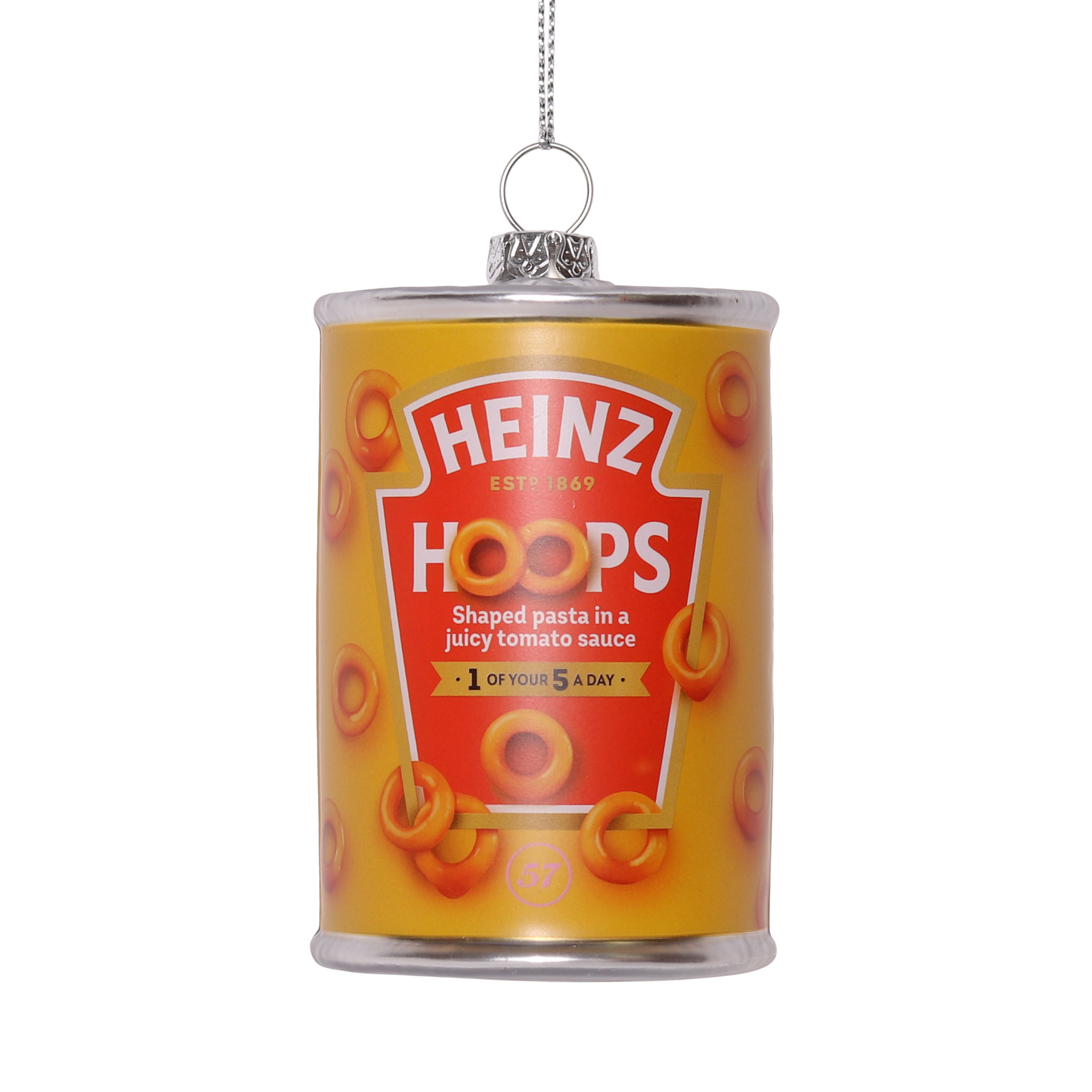HEINZ Spaghetti Hoops Glass Decoration, 8cm