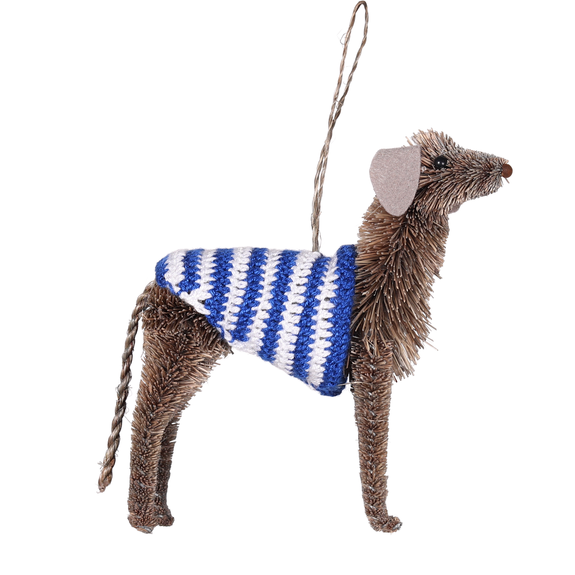 Bristle Grey Hound Decoration, 13cm