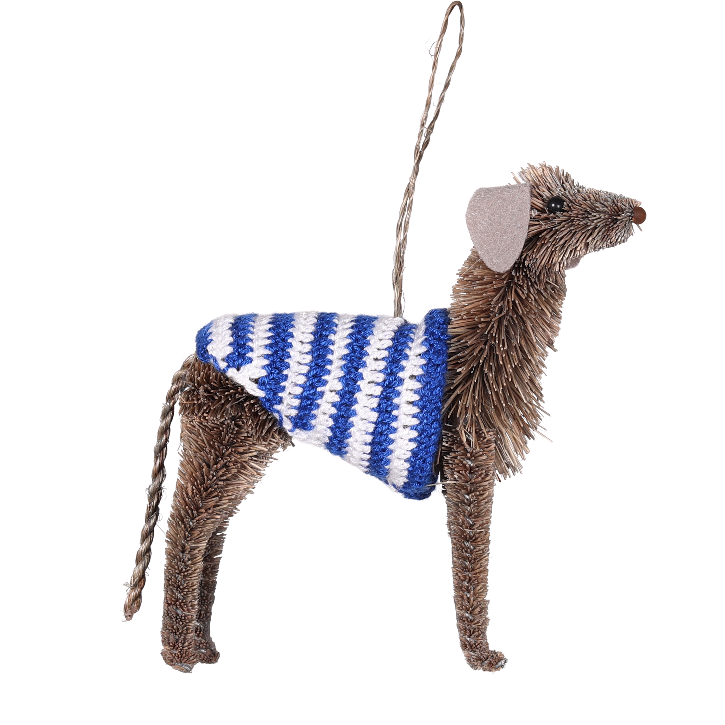 Bristle Grey Hound Decoration, 13cm
