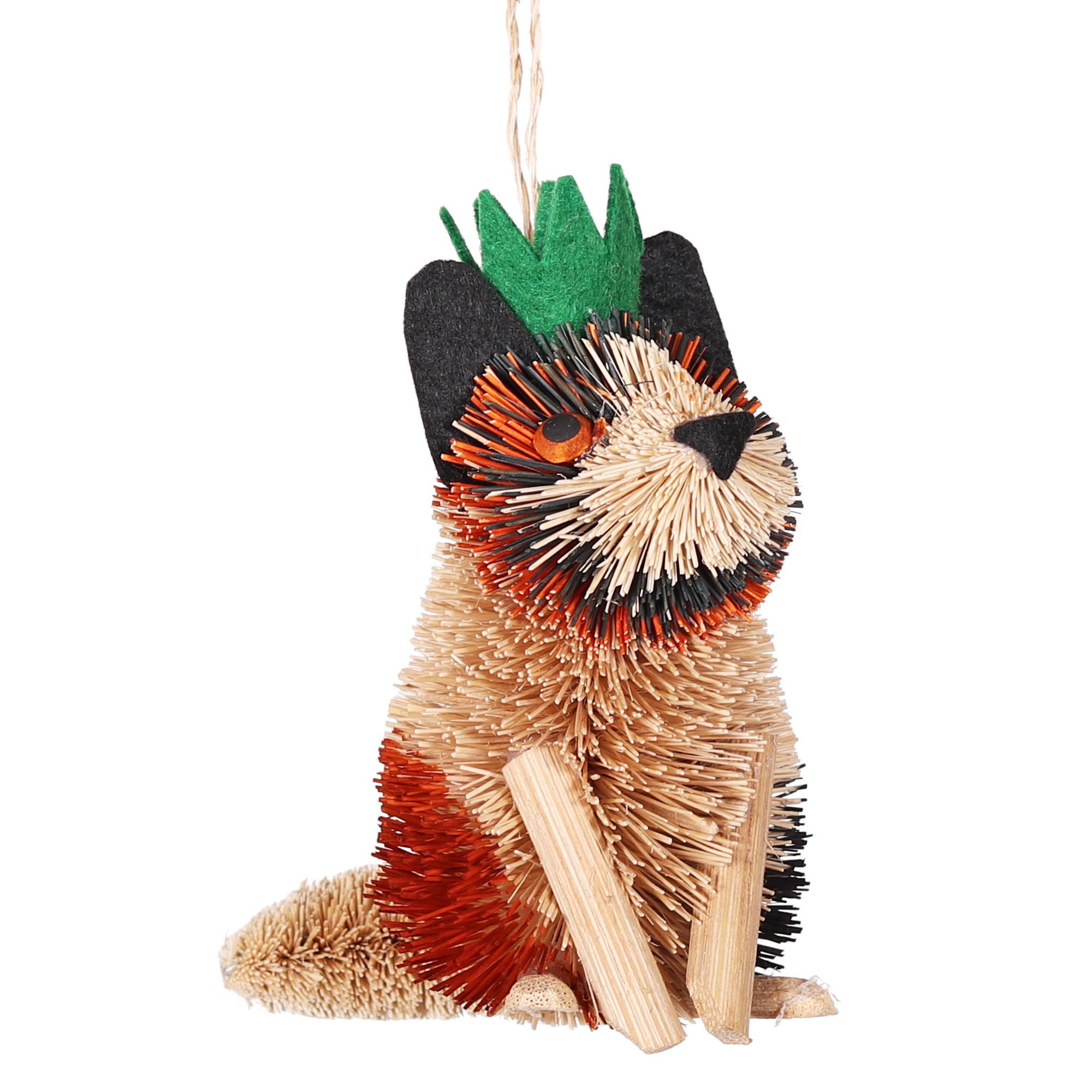 Bristle Cat with Hat Decoration, 10cm