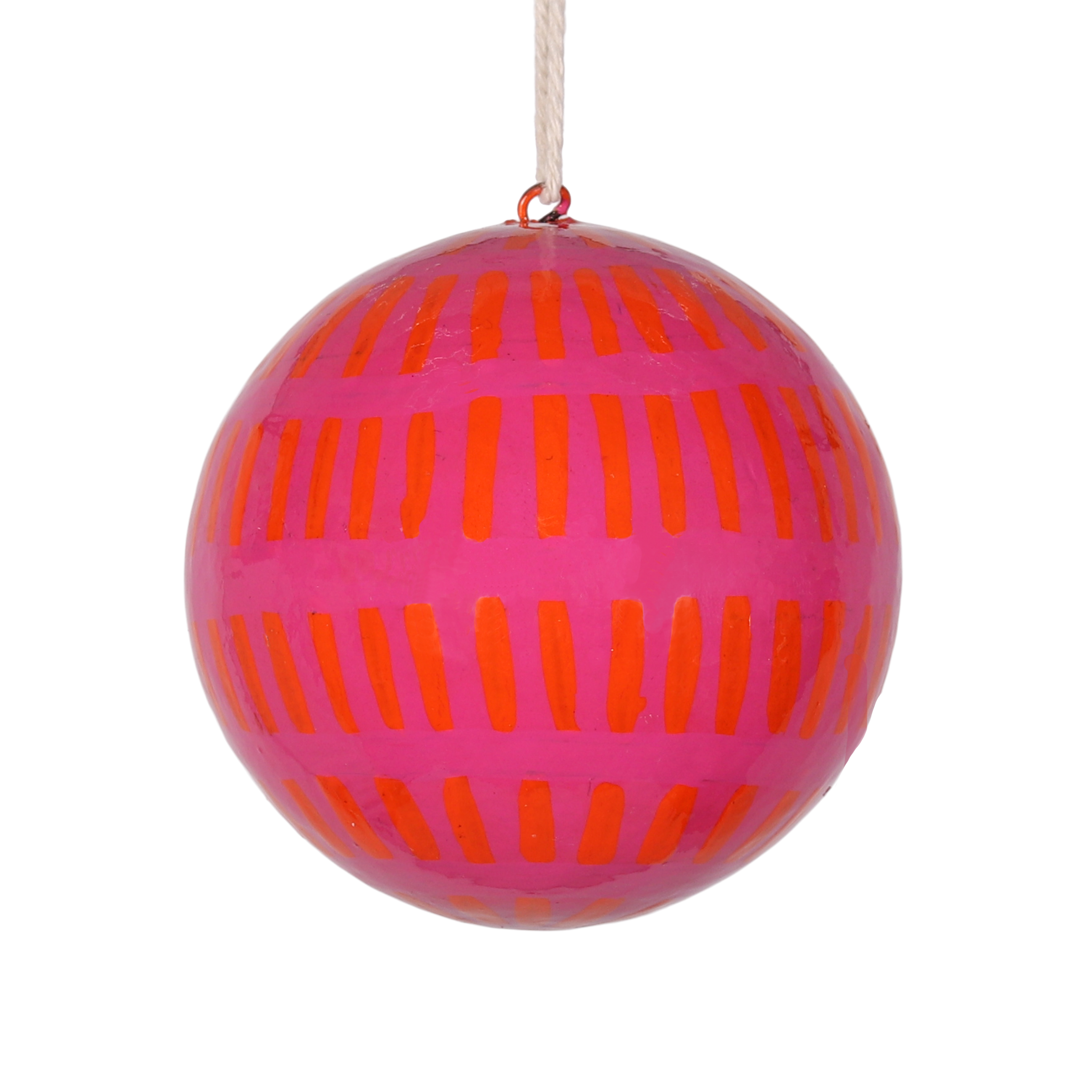 Dash Papier Mache Bauble 7cm, Pink & Orange