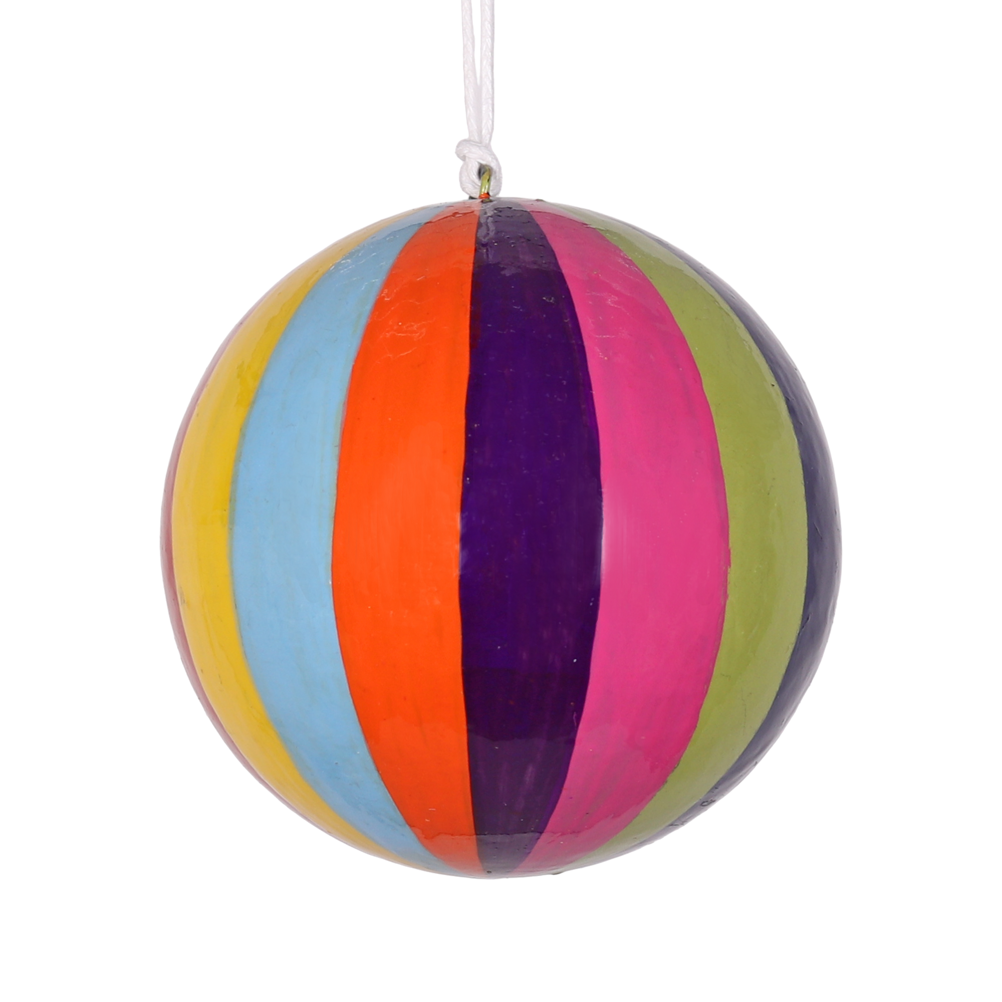 Wide Multi Stripe Papier Mâché Bauble