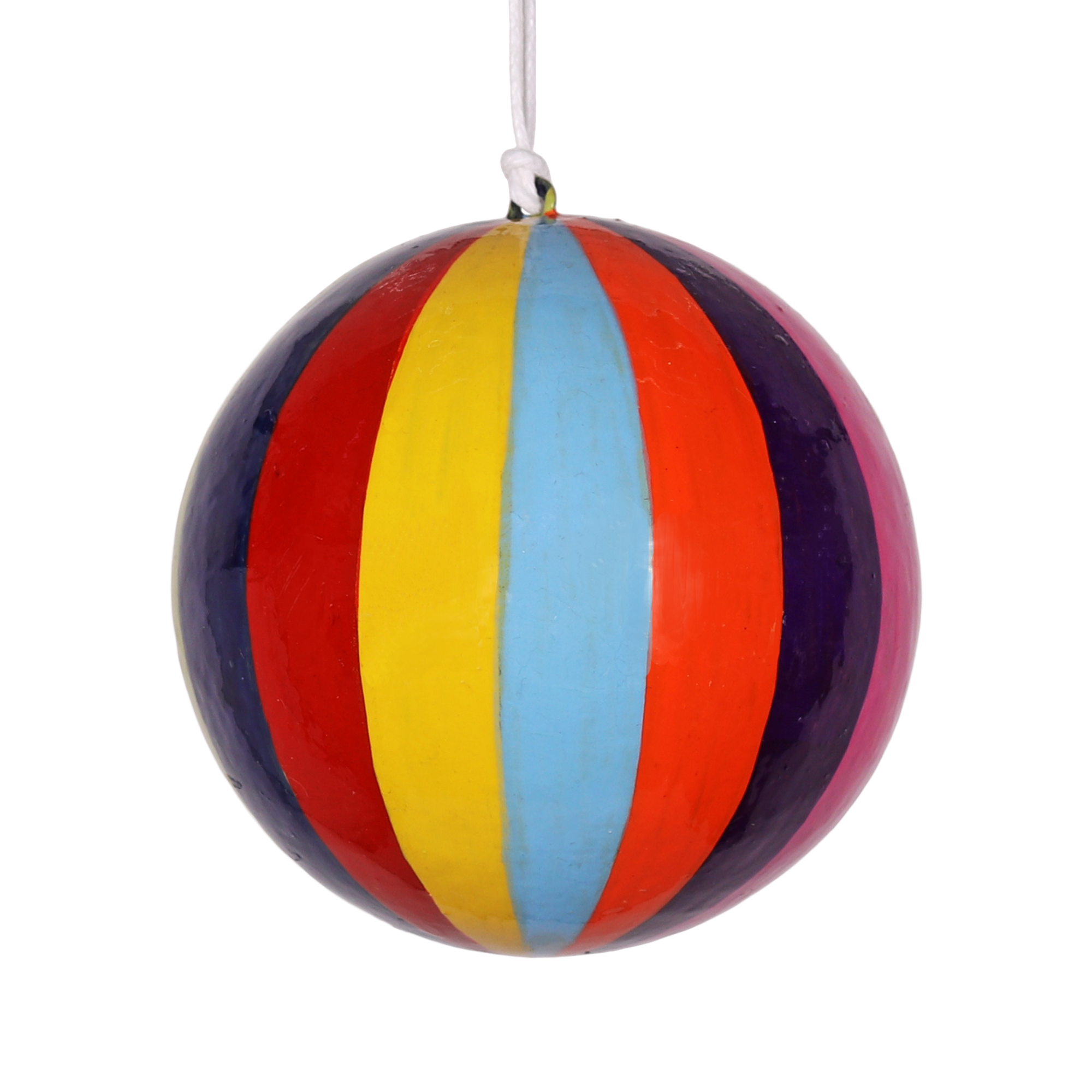 Wide Multi Stripe Papier Mâché Bauble