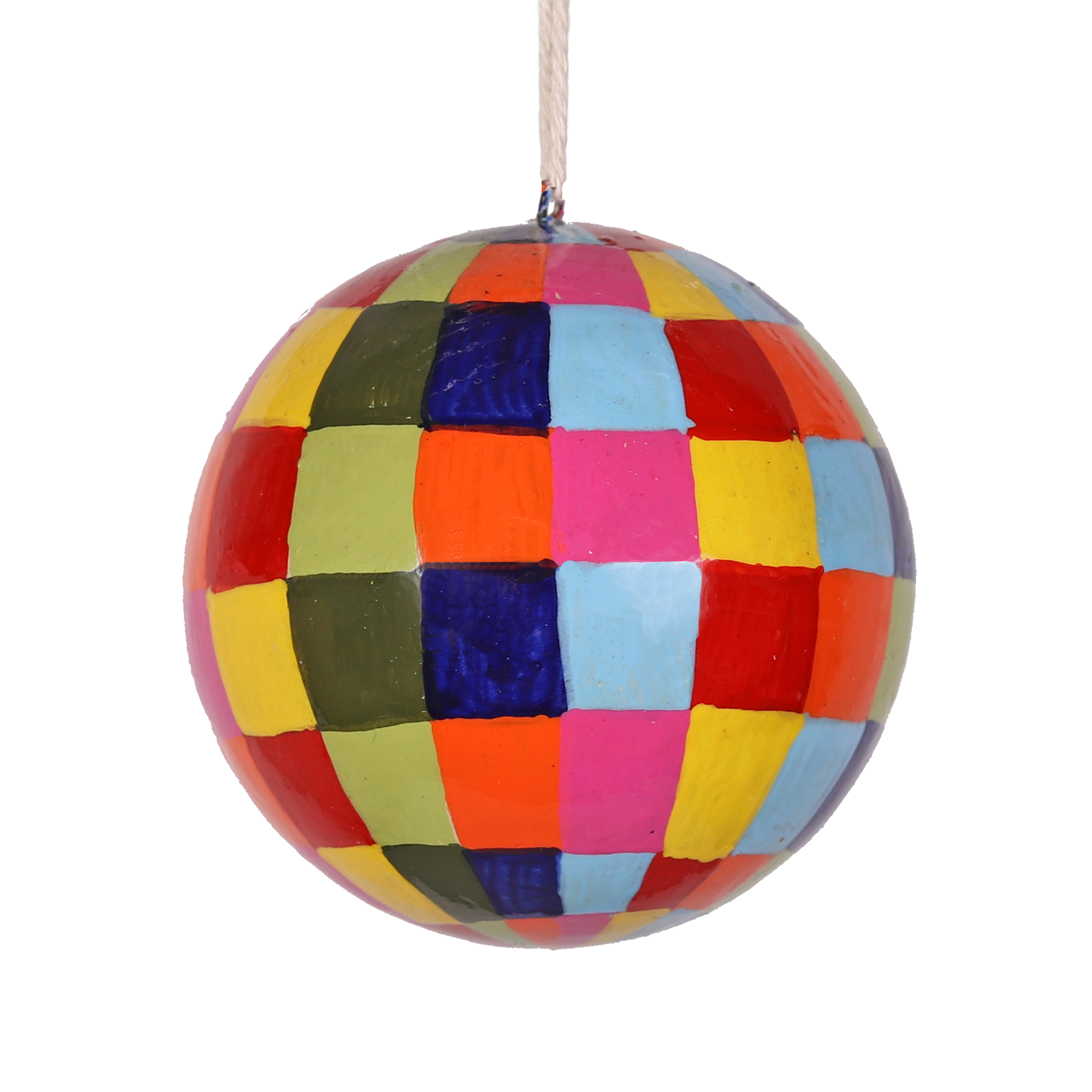 Check Multi Papier Mâché Bauble