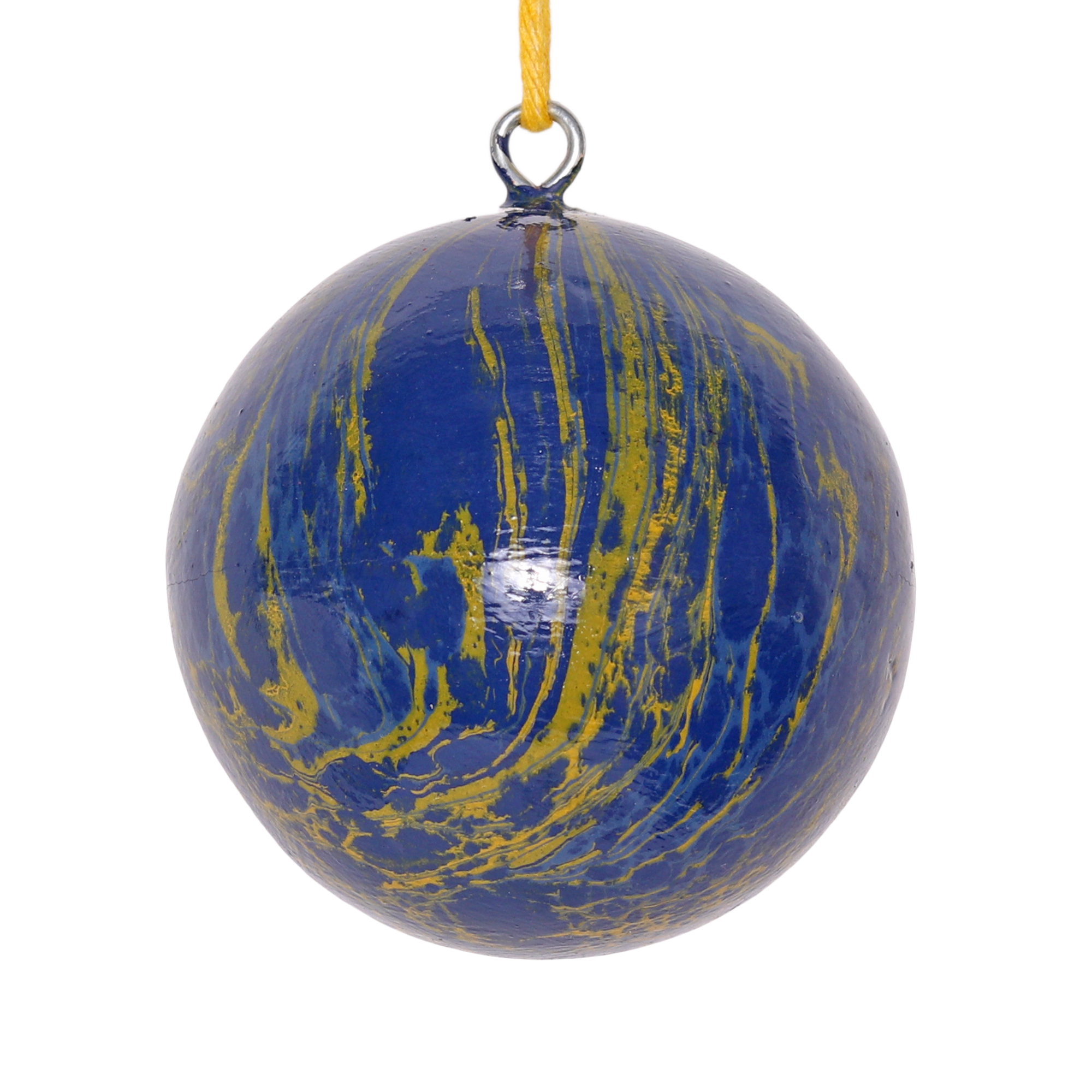 Marble Blue Papier Mâché Bauble