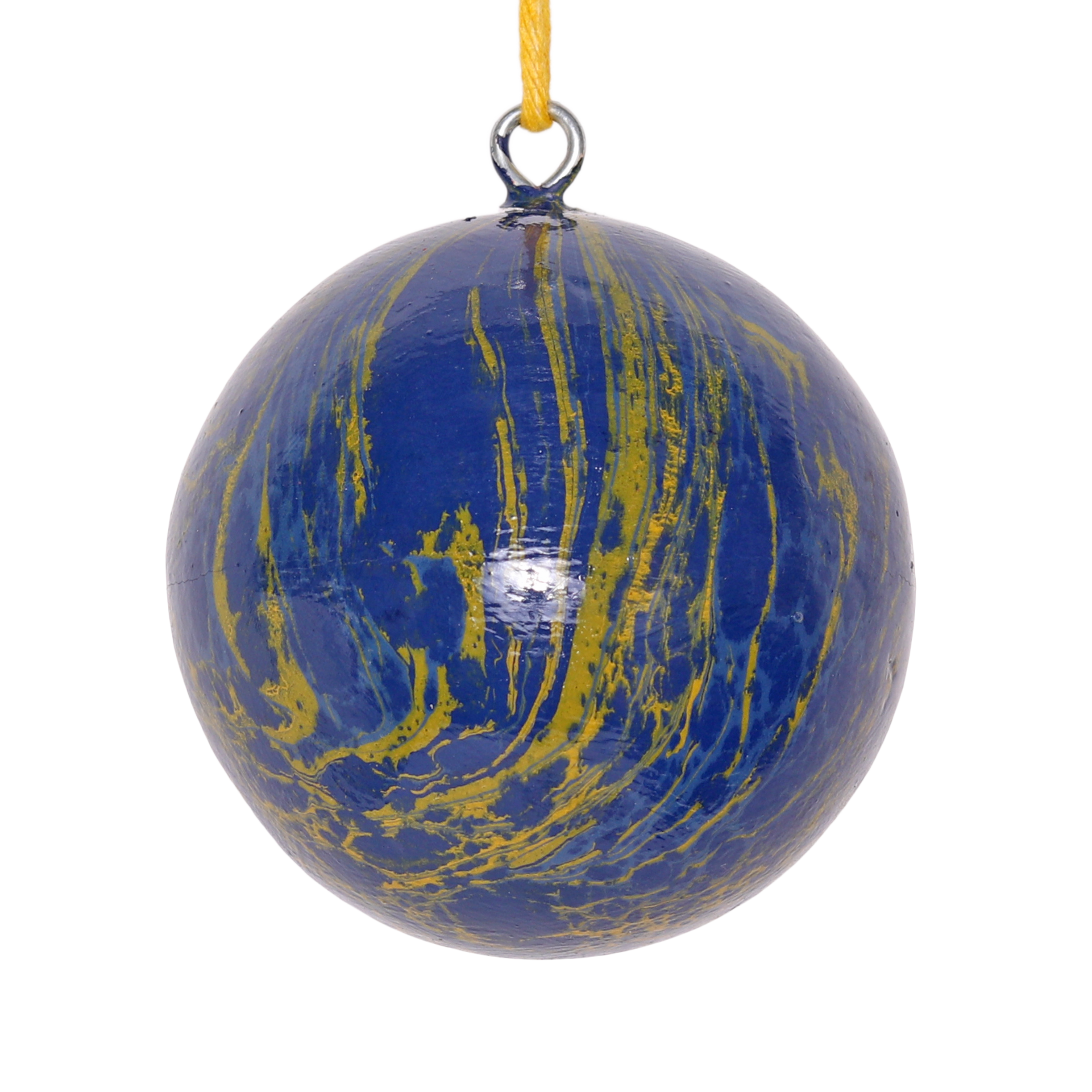 Marble Papier Mache Bauble Blue, 7cm