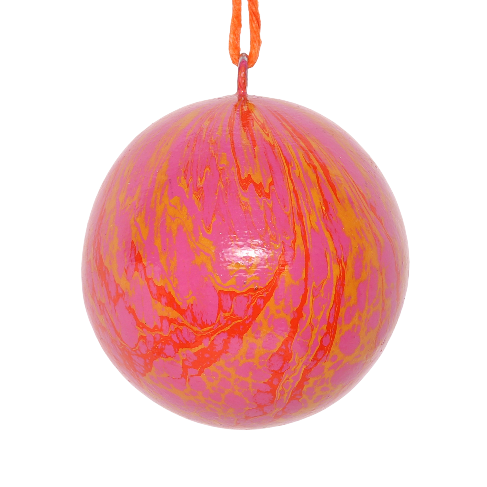 Marble Pink Papier Mache Bauble