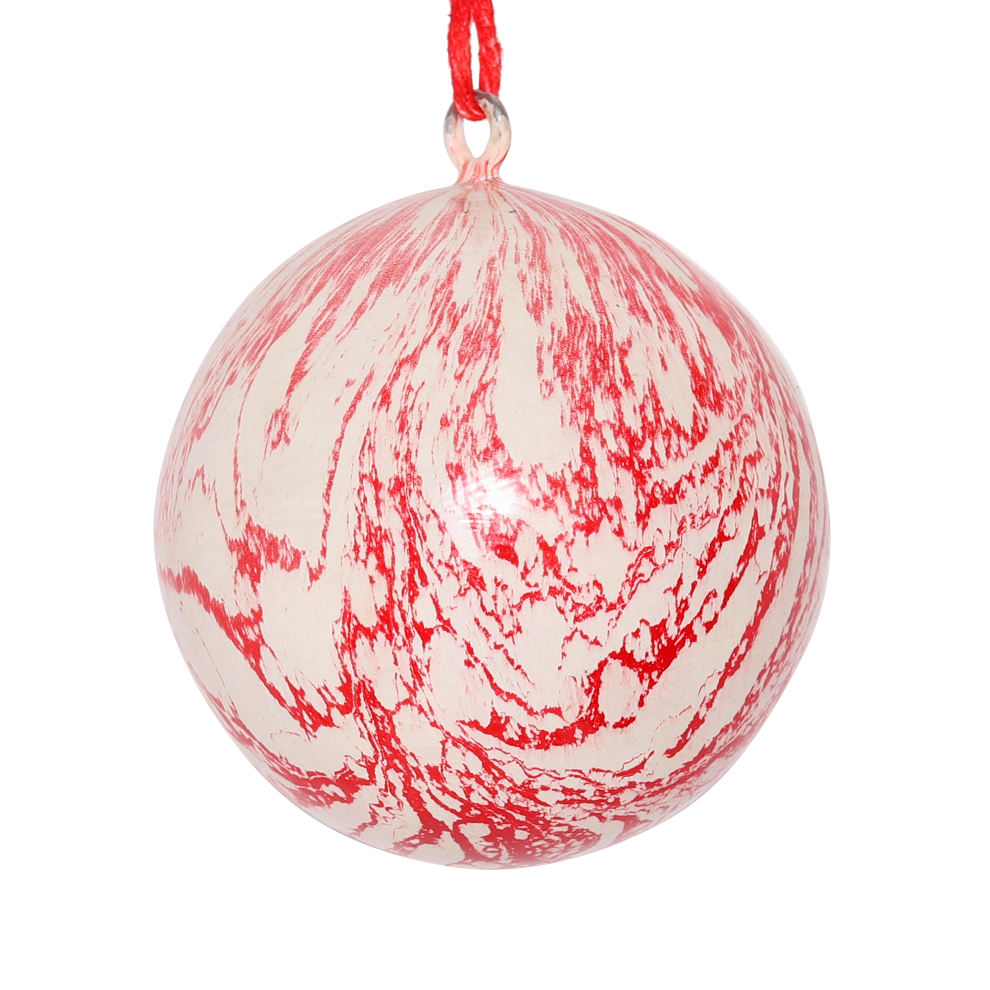 Marble Red Papier Mâché Bauble