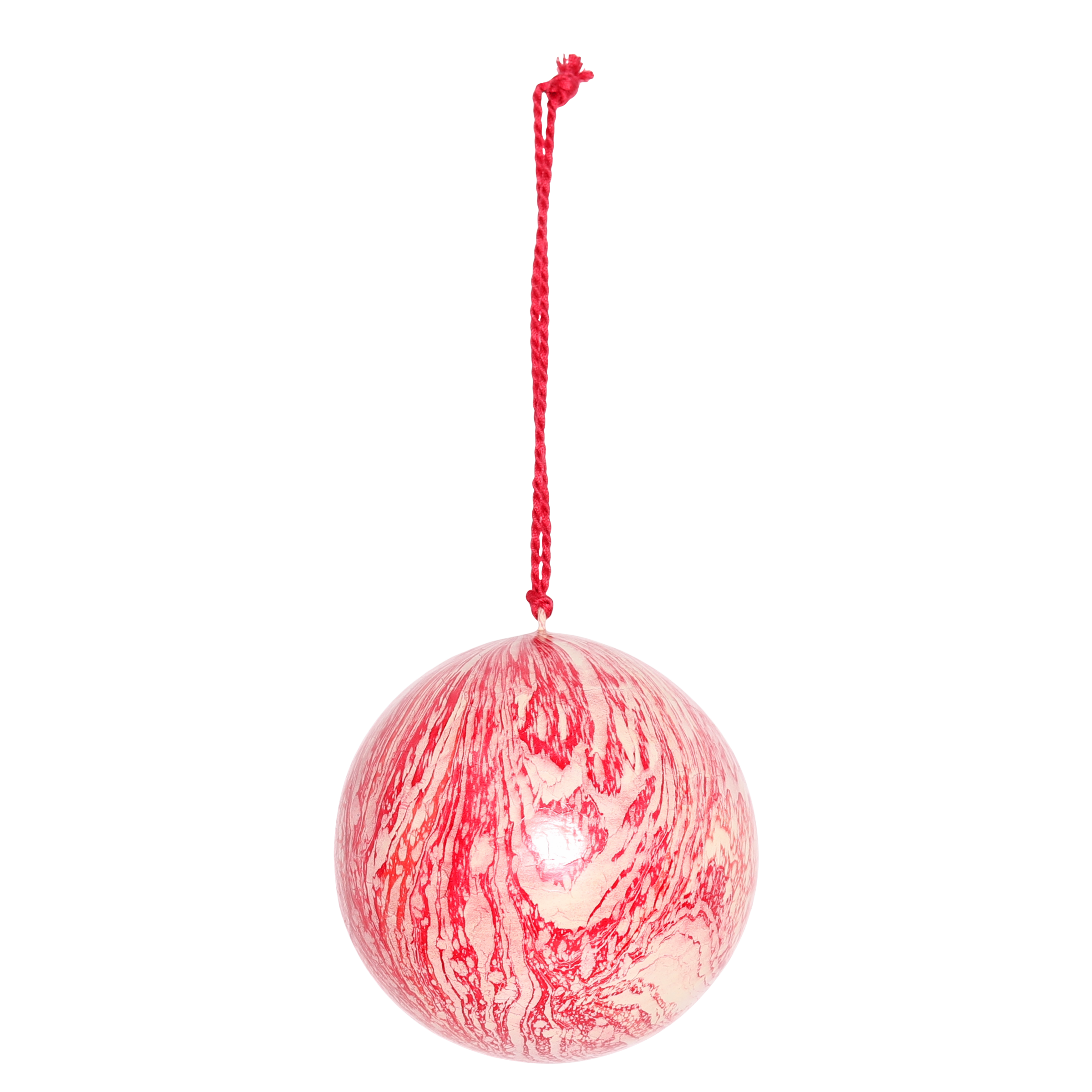 Marble Red Papier Mâché Bauble