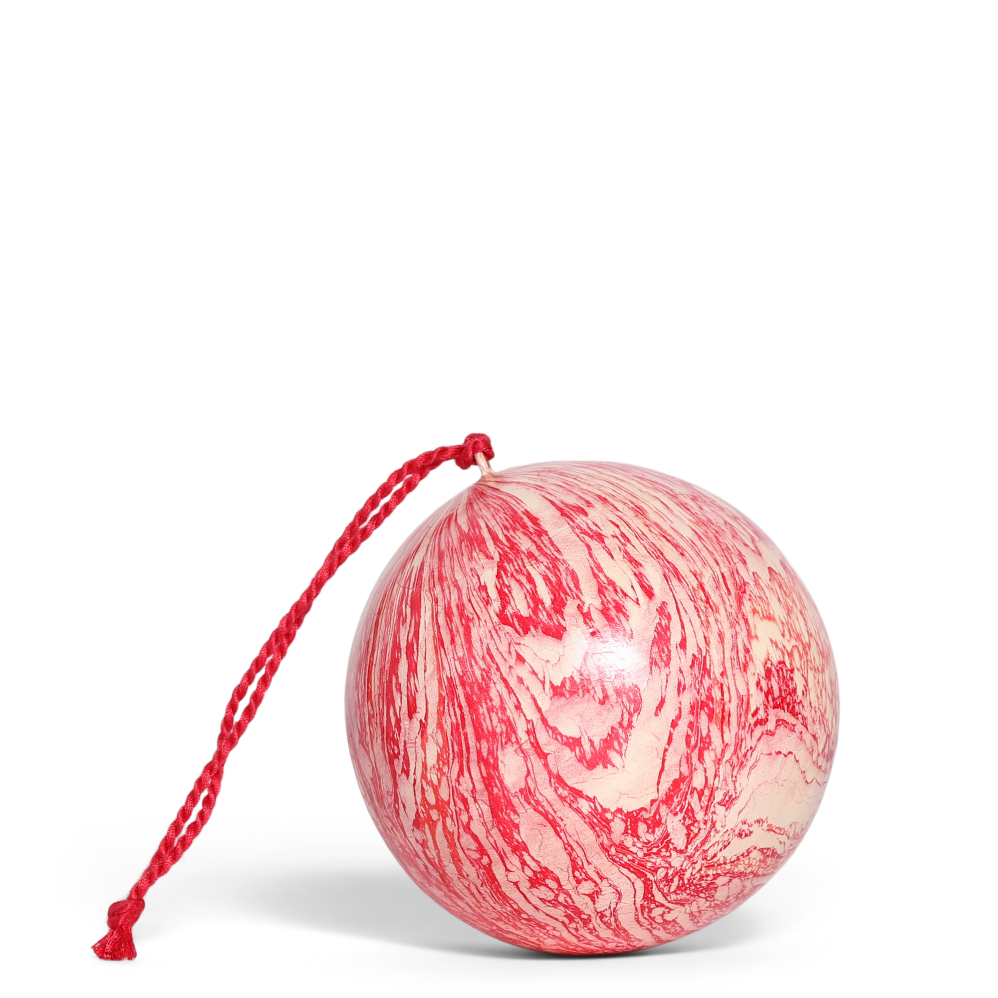 Marble Red Papier Mâché Bauble