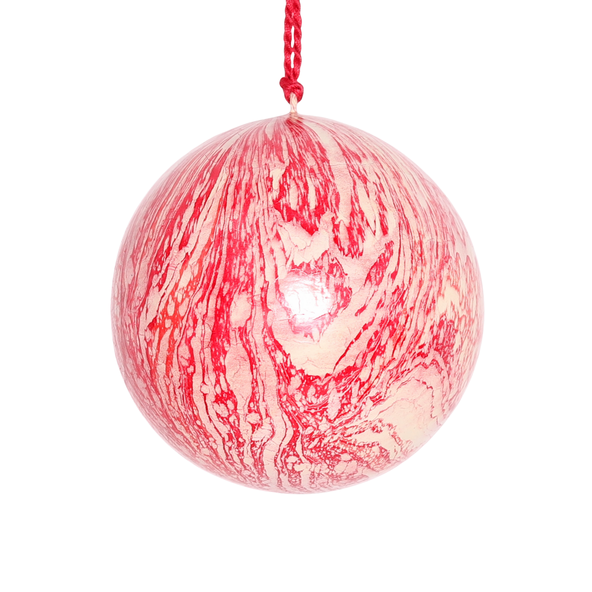 Marble Red Papier Mâché Bauble