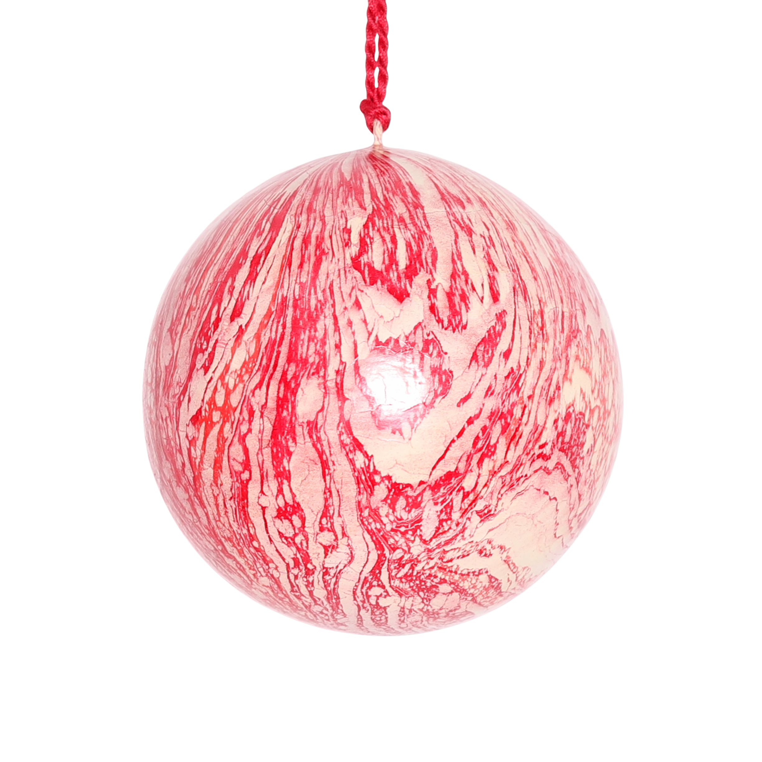 Marble Red Papier Mâché Bauble