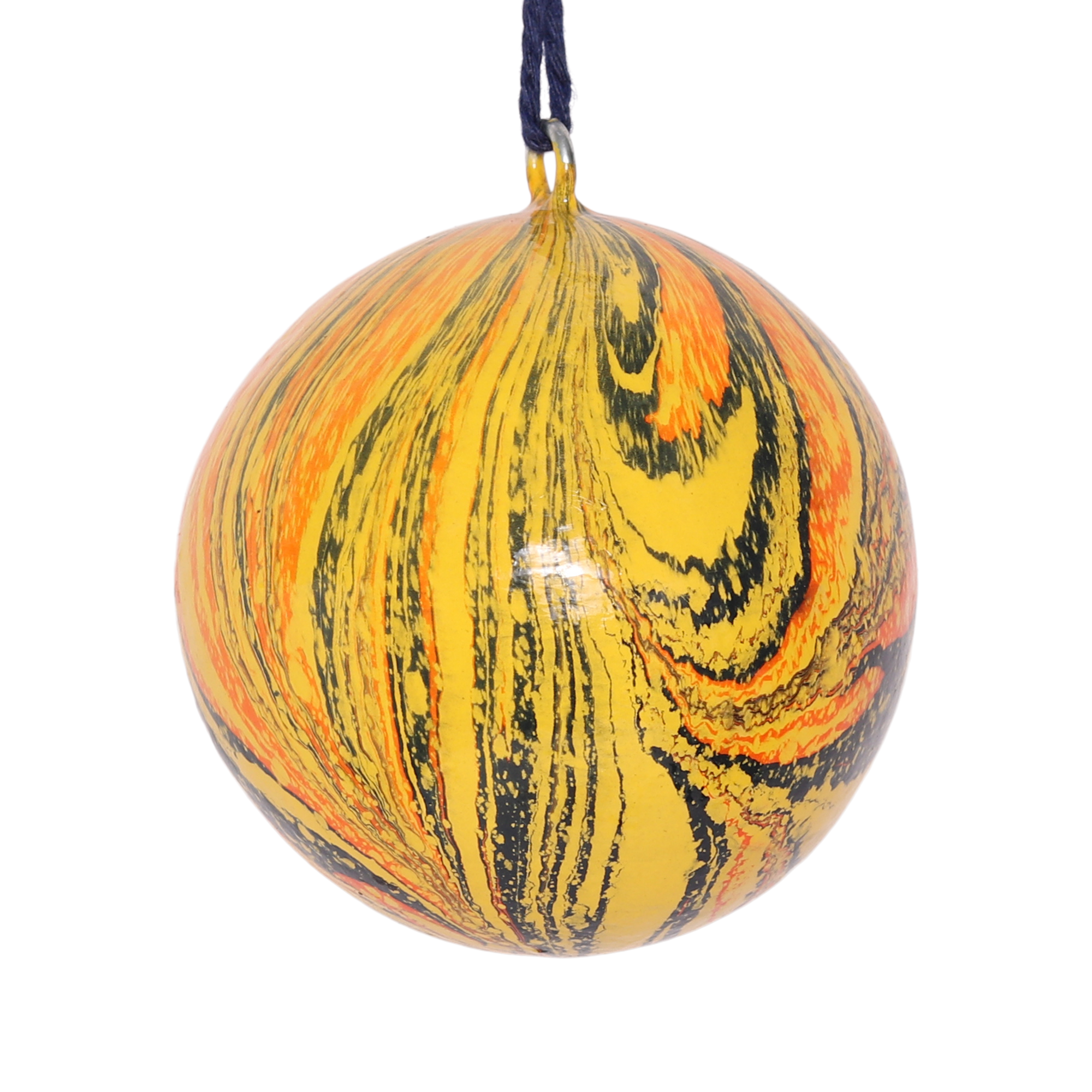Marble Yellow Papier Mâché Bauble