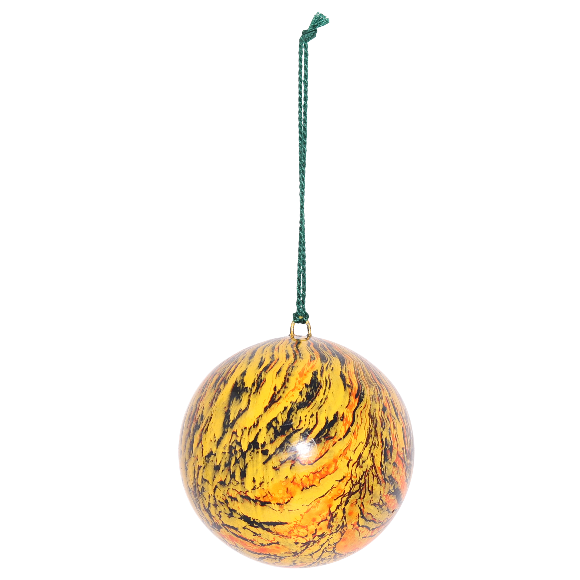 Marble Yellow Papier Mâché Bauble