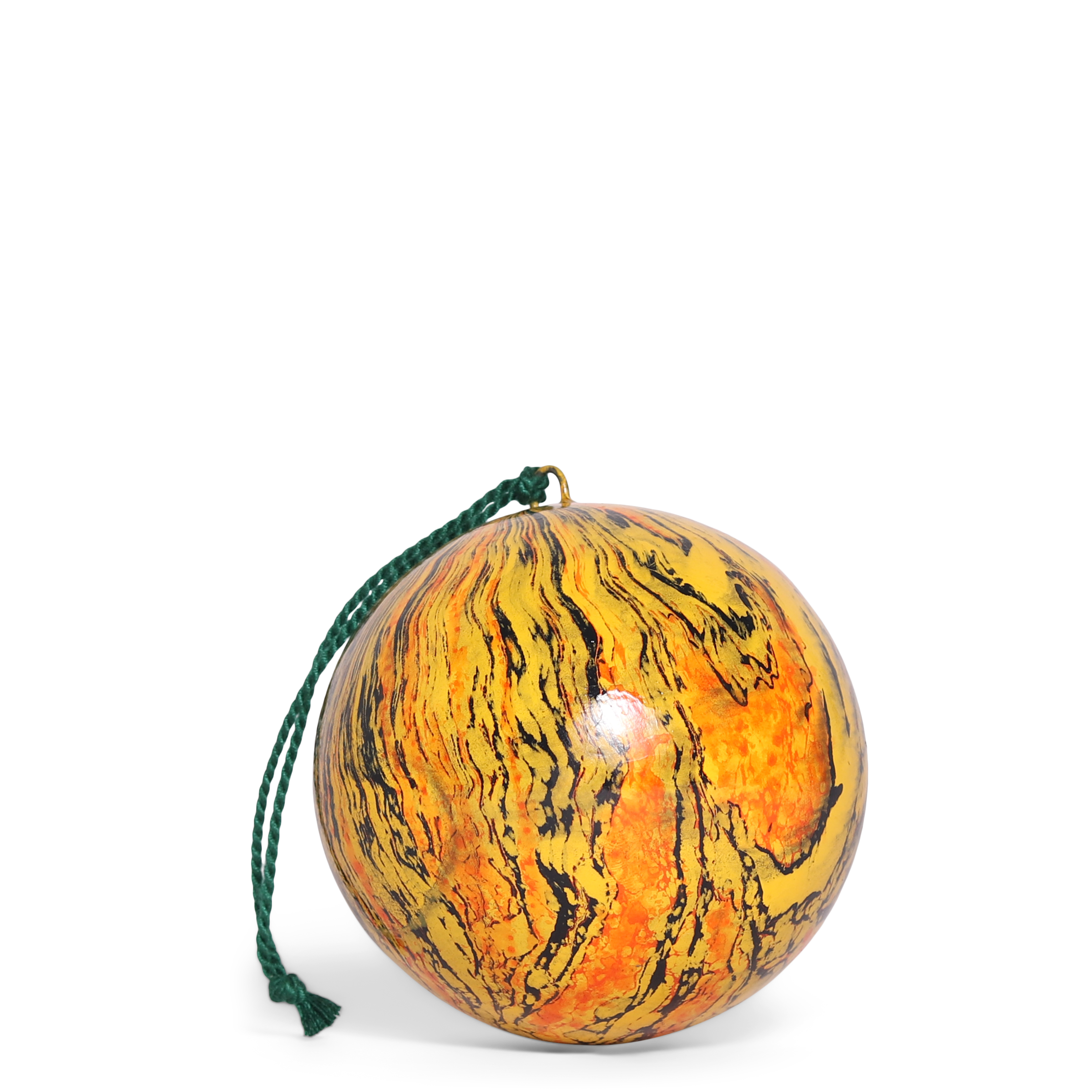 Marble Yellow Papier Mâché Bauble