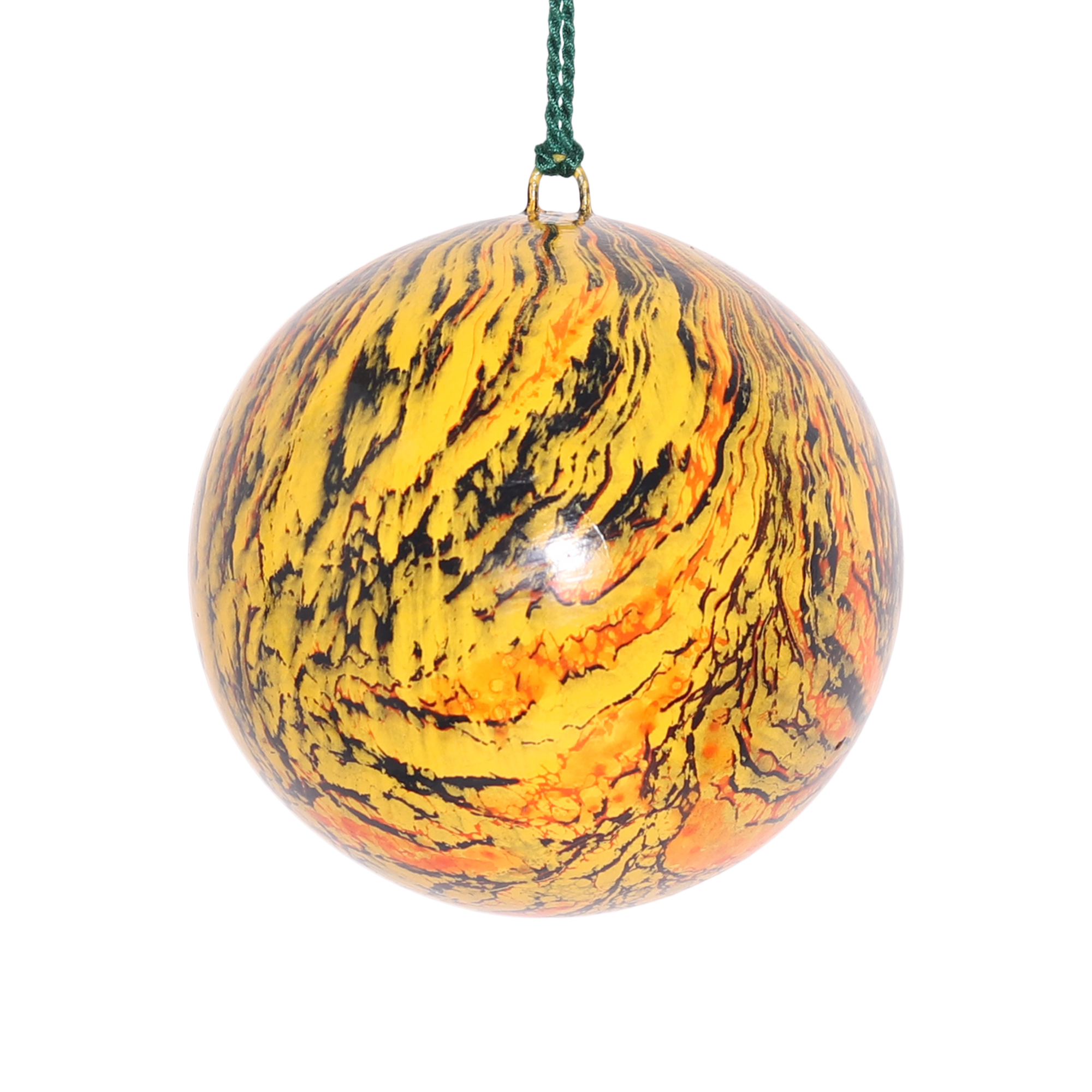 Marble Yellow Papier Mâché Bauble
