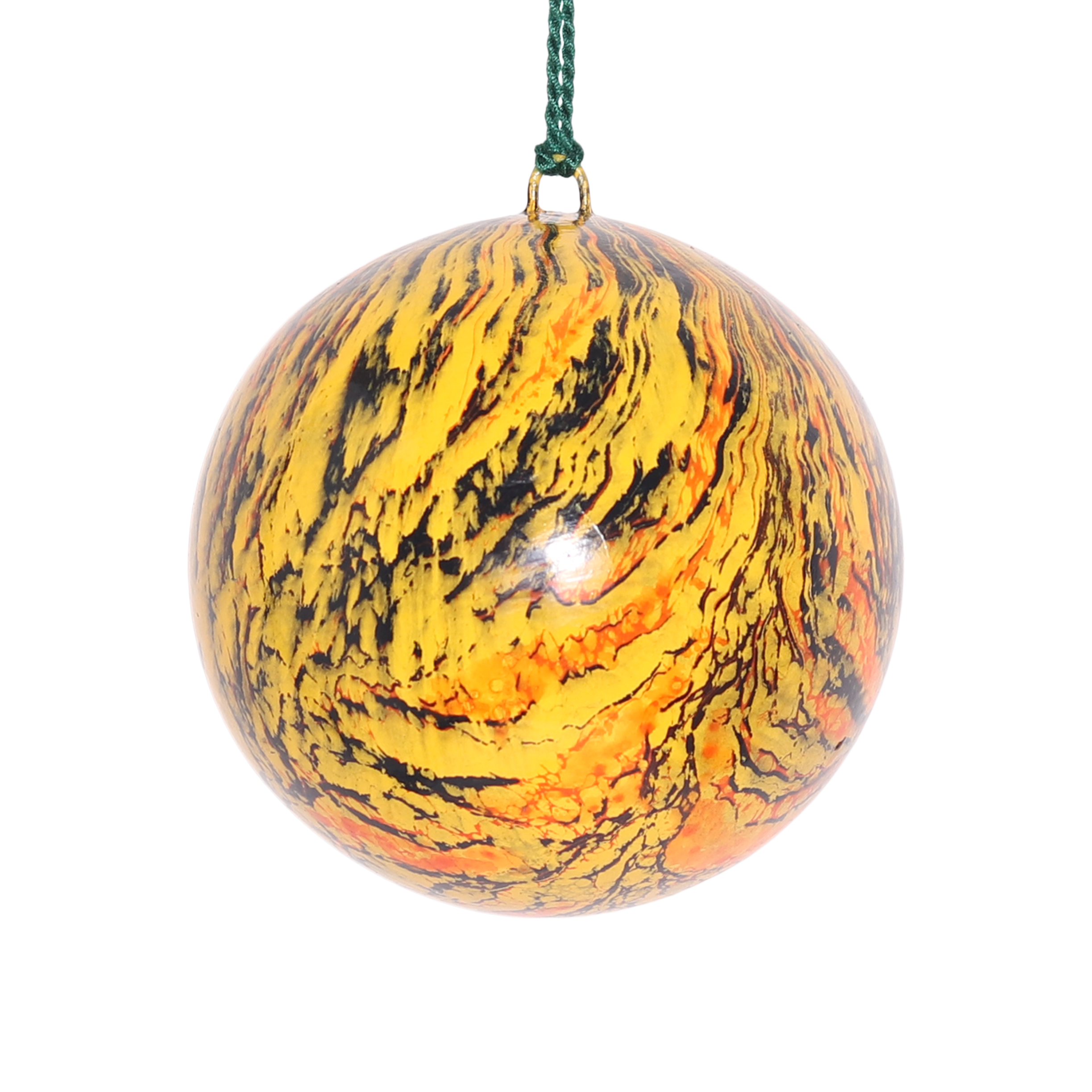 Marble Yellow Papier Mâché Bauble