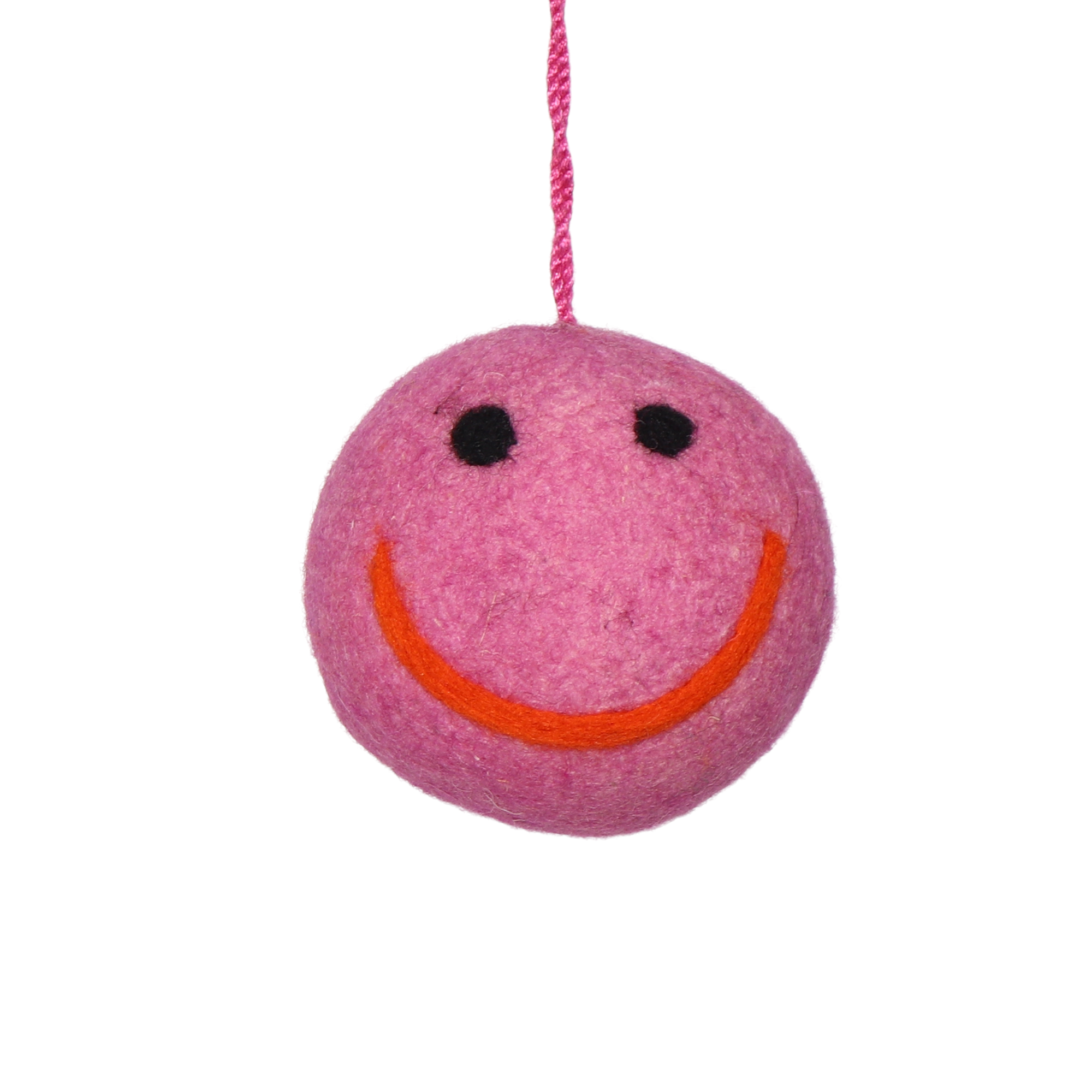 Felt Smile Bauble 8cm, Pink