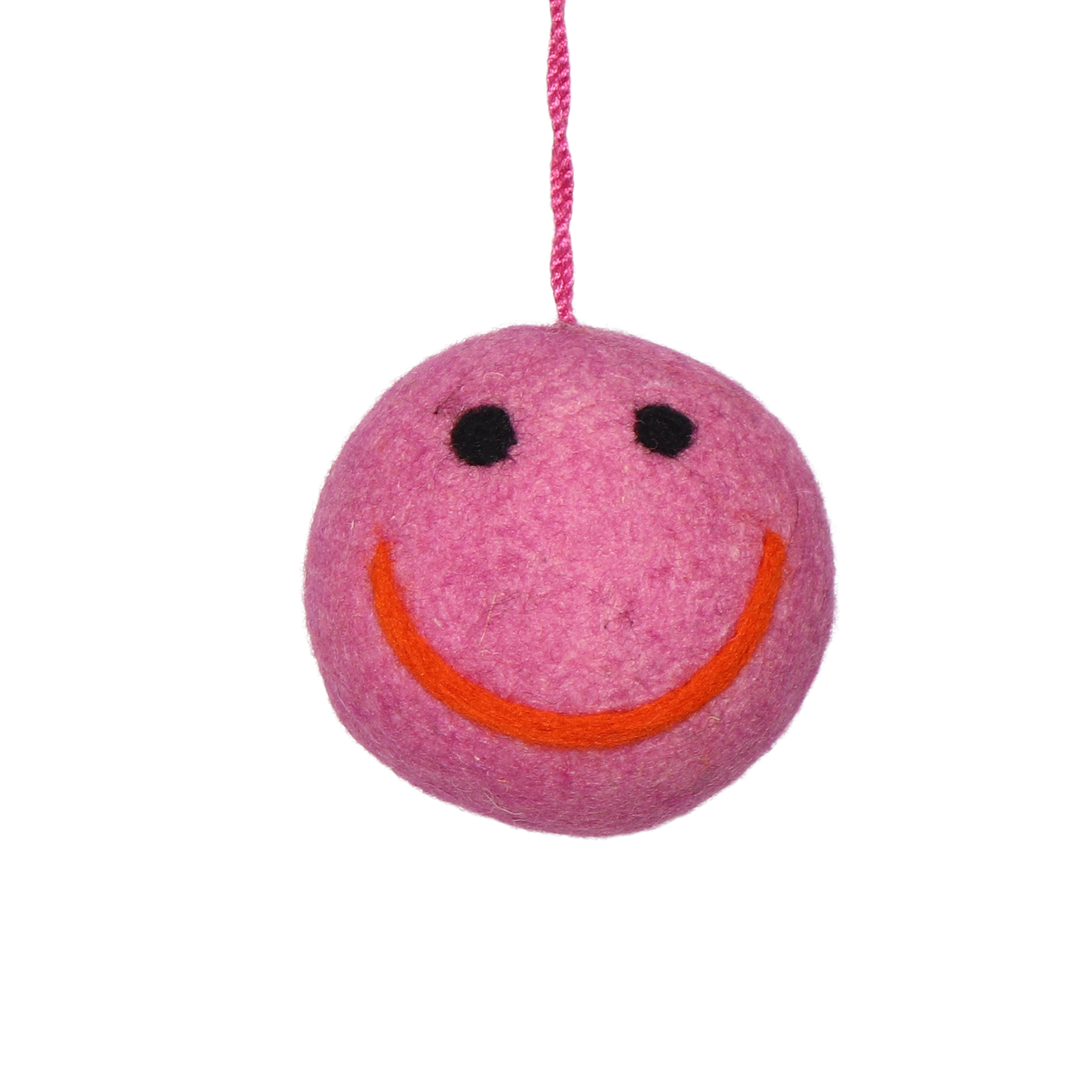 Felt Smile Bauble 8cm, Pink
