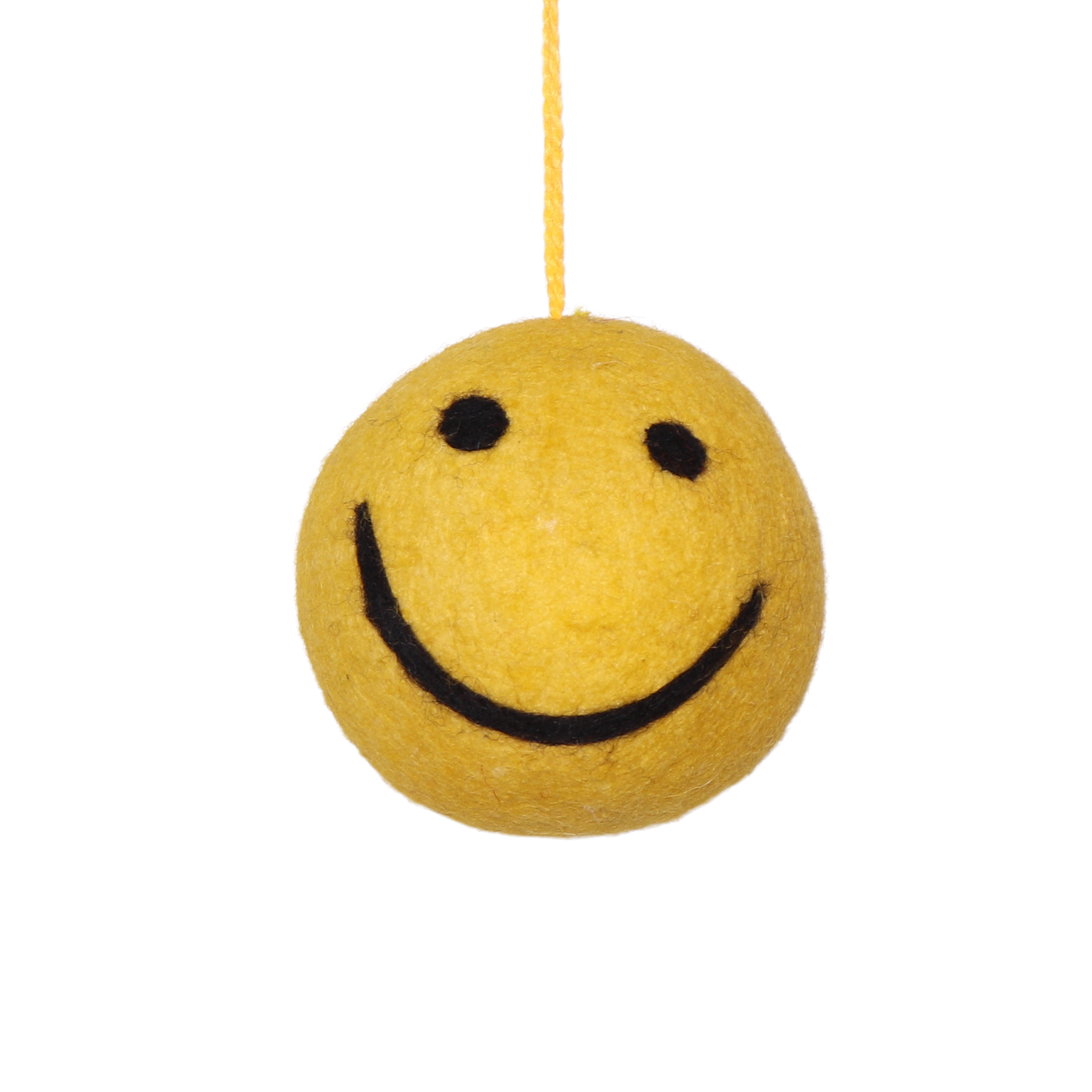 Felt Smile Bauble 8cm, Yellow