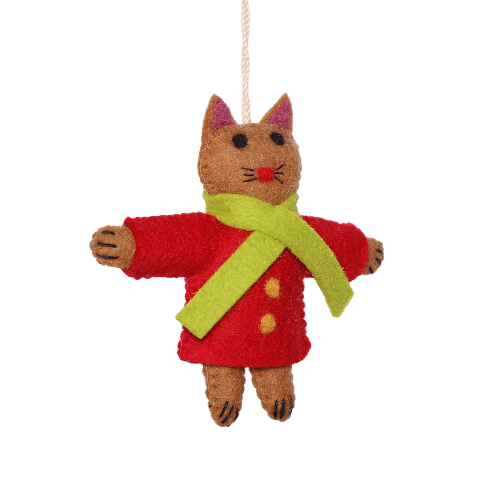 Felt Cat in Jacket, 12cm