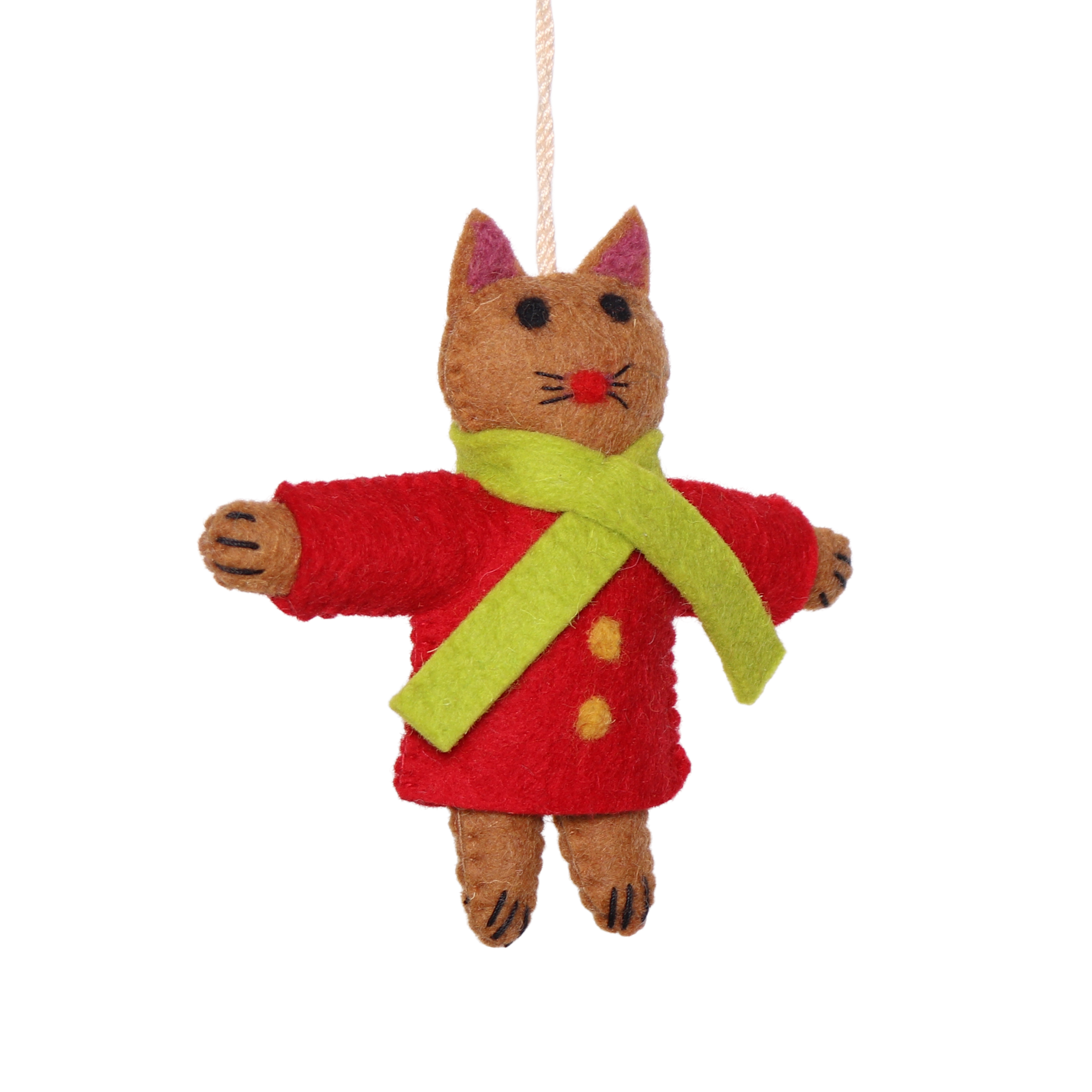 Felt Cat in Jacket, 12cm