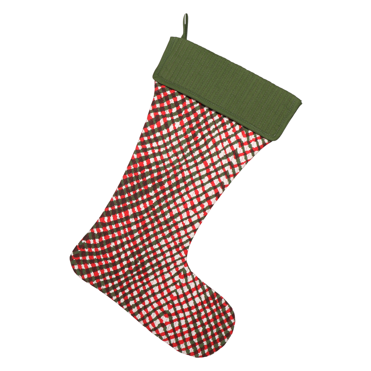 Quilted Stocking Check Green & Red
