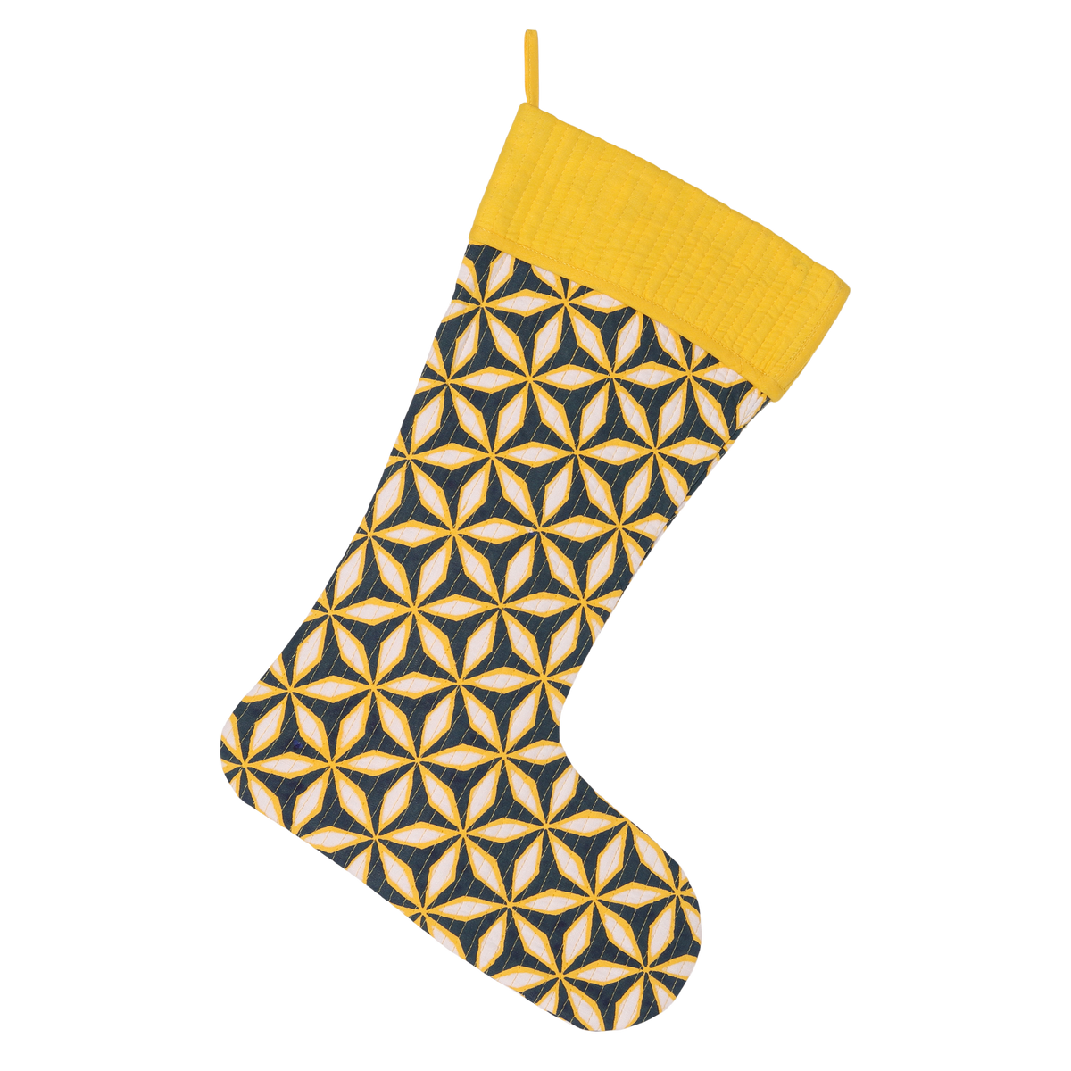 Quilted Stocking Star Navy & Yellow