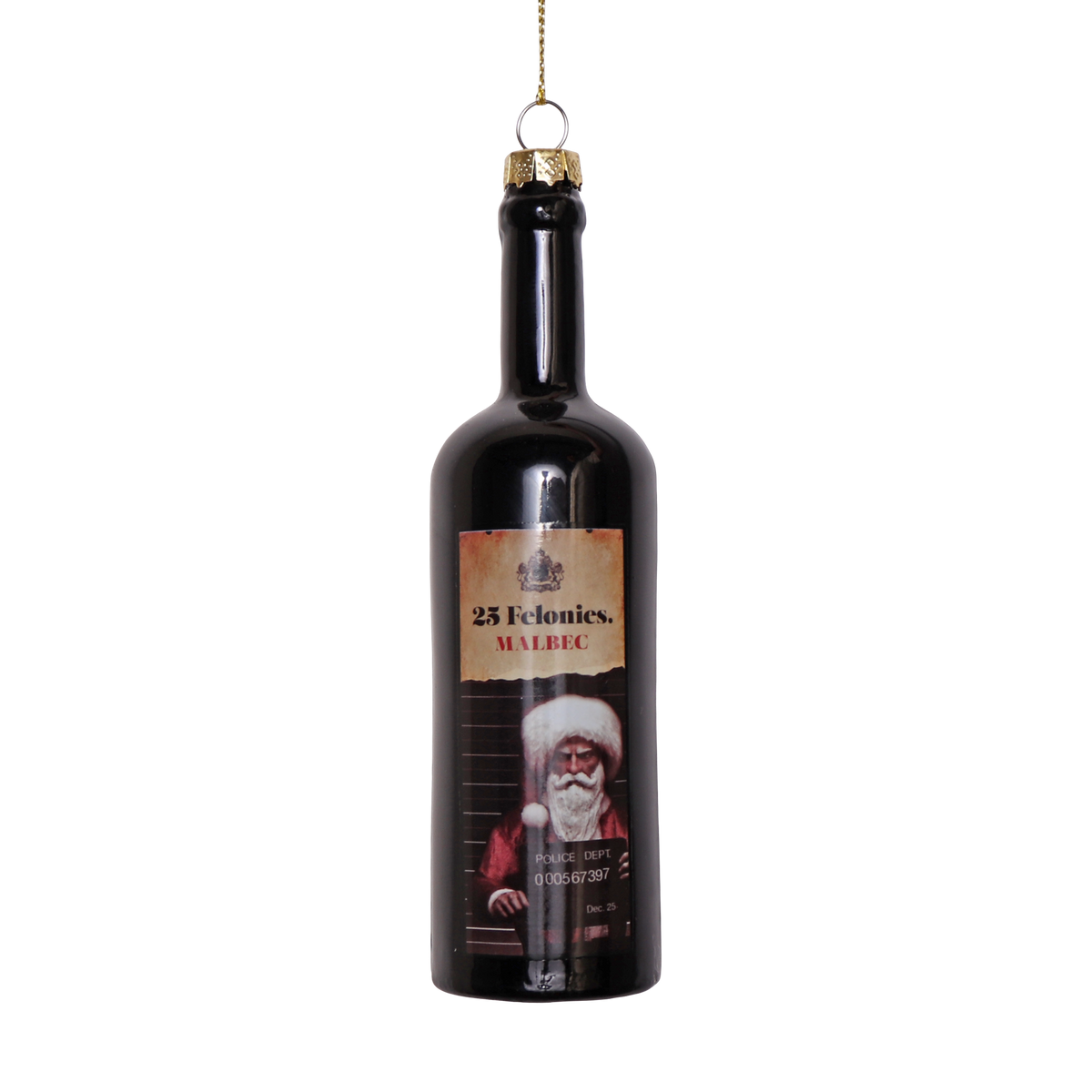 Santa Crimes Wine Glass Decoration
