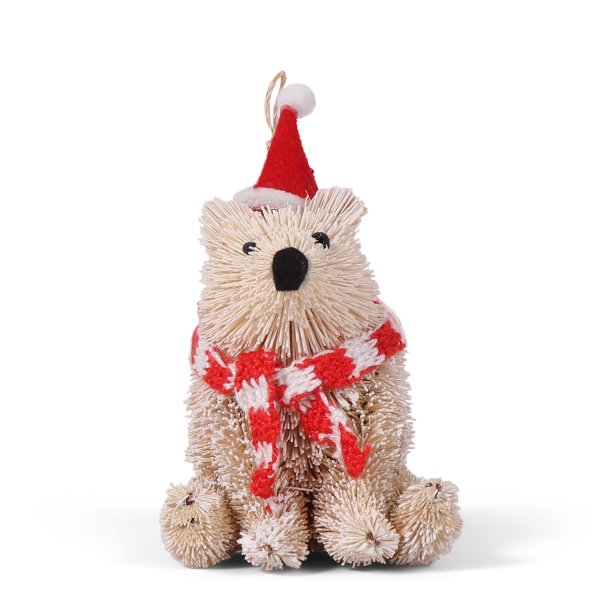 Bristle Polar Bear with Hat & Scarf Decoration