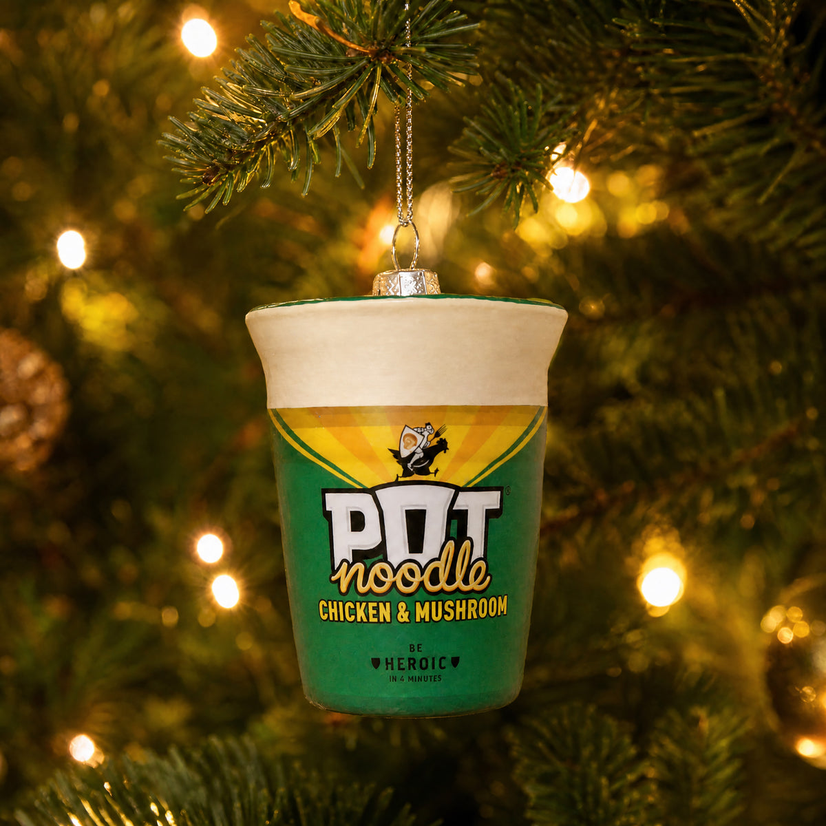 Pot Noodle Chicken & Mushroom Glass Decoration