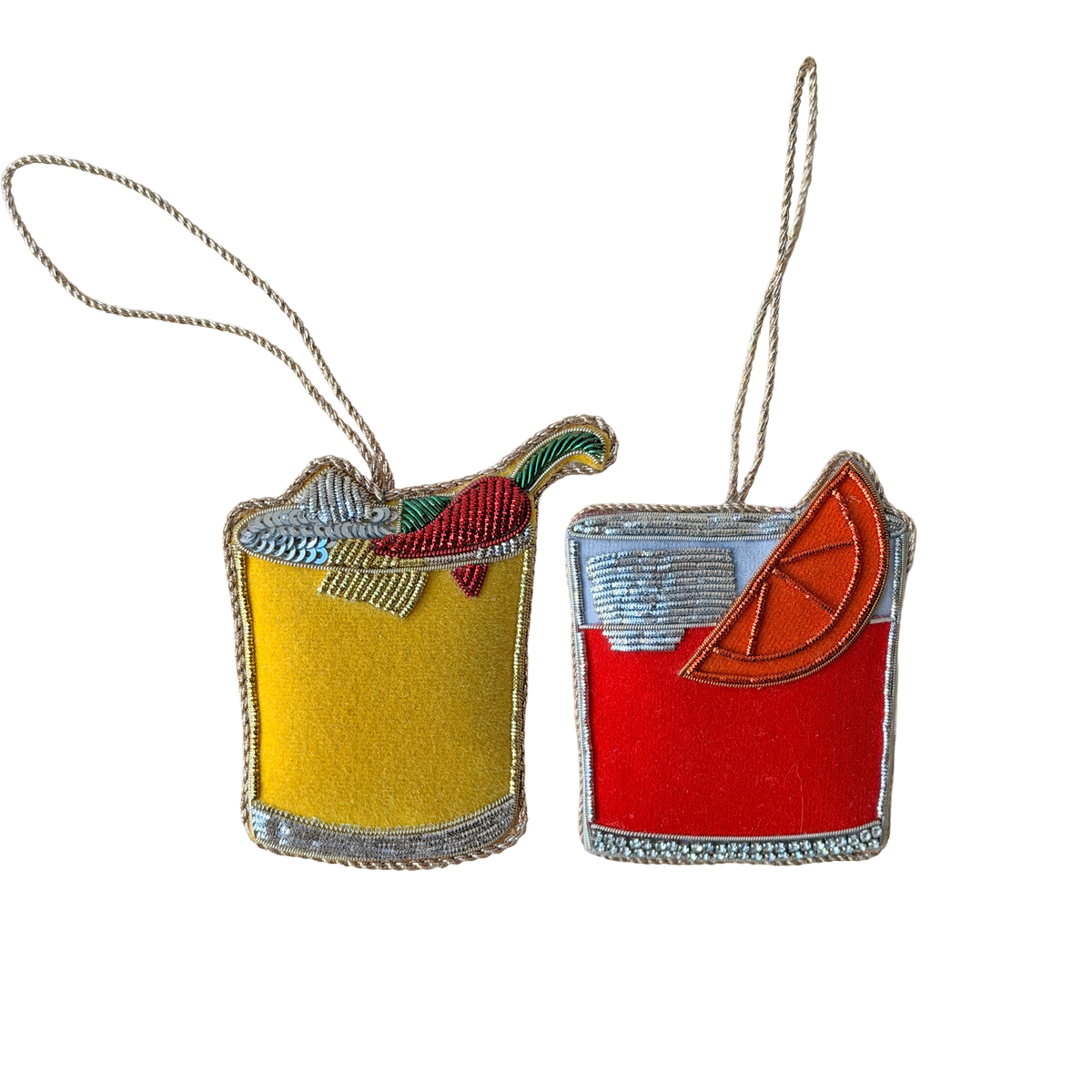 Cocktails Embroidered Decoration Duo