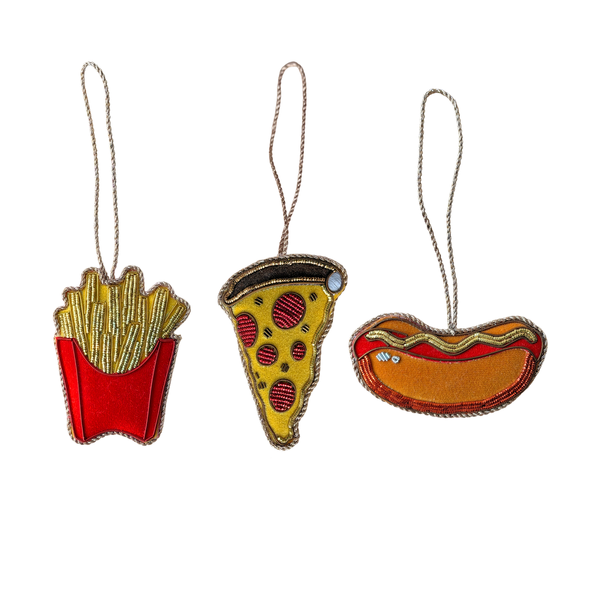Fast Food Embroidered Decoration Trio