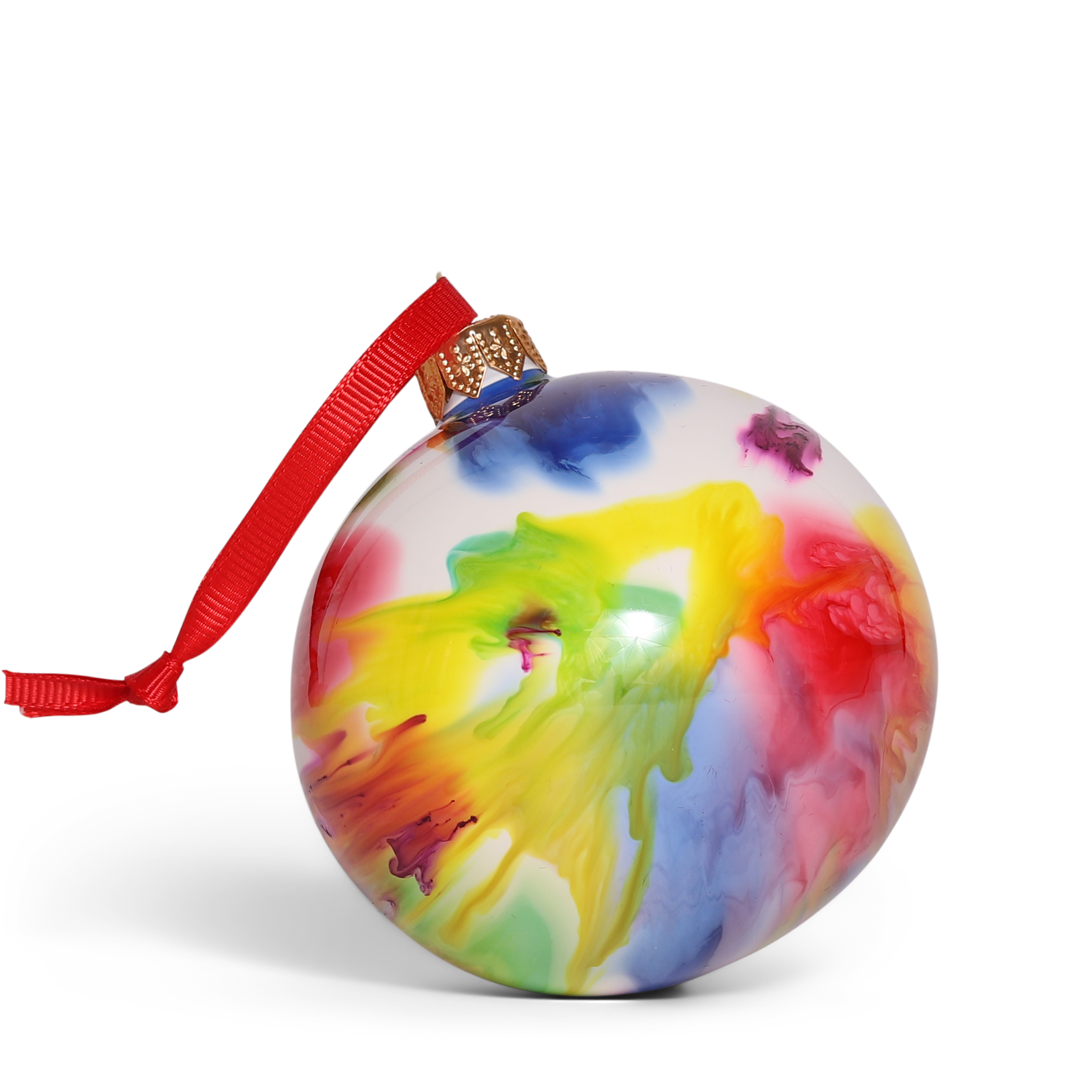 Marble Rainbow Effect Bauble, 8cm