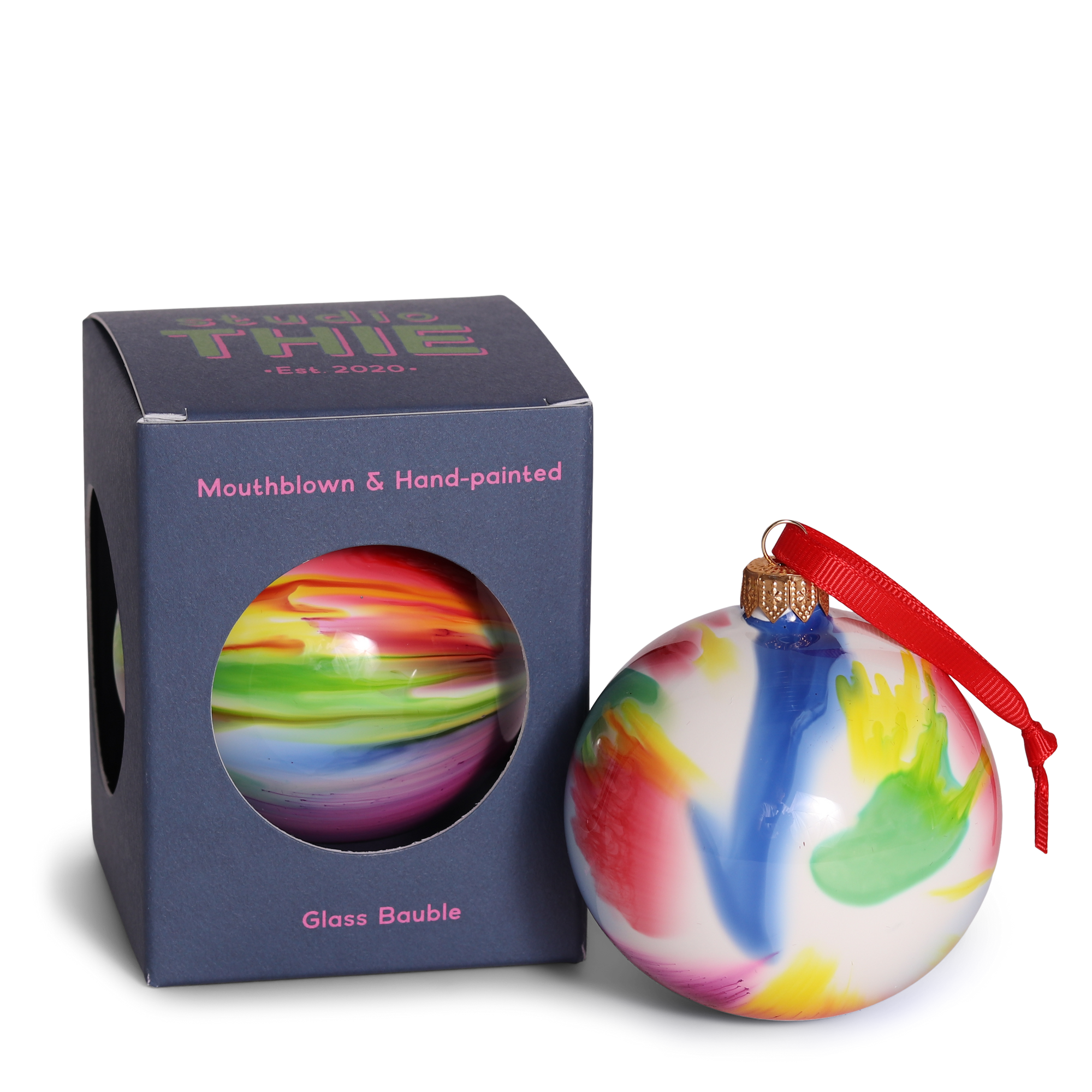 Marble Rainbow Effect Bauble, 8cm