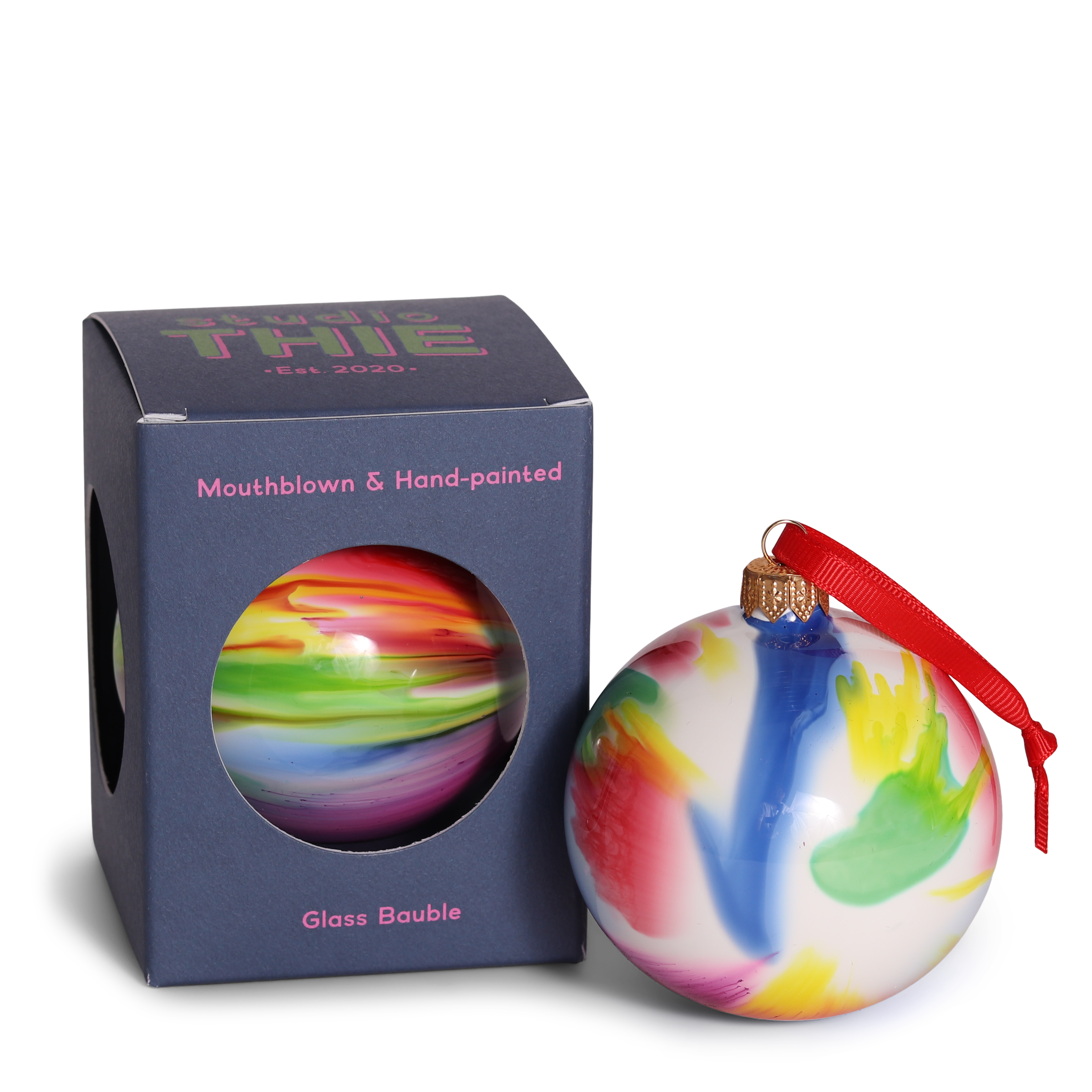 Marble Rainbow Effect Bauble, 8cm