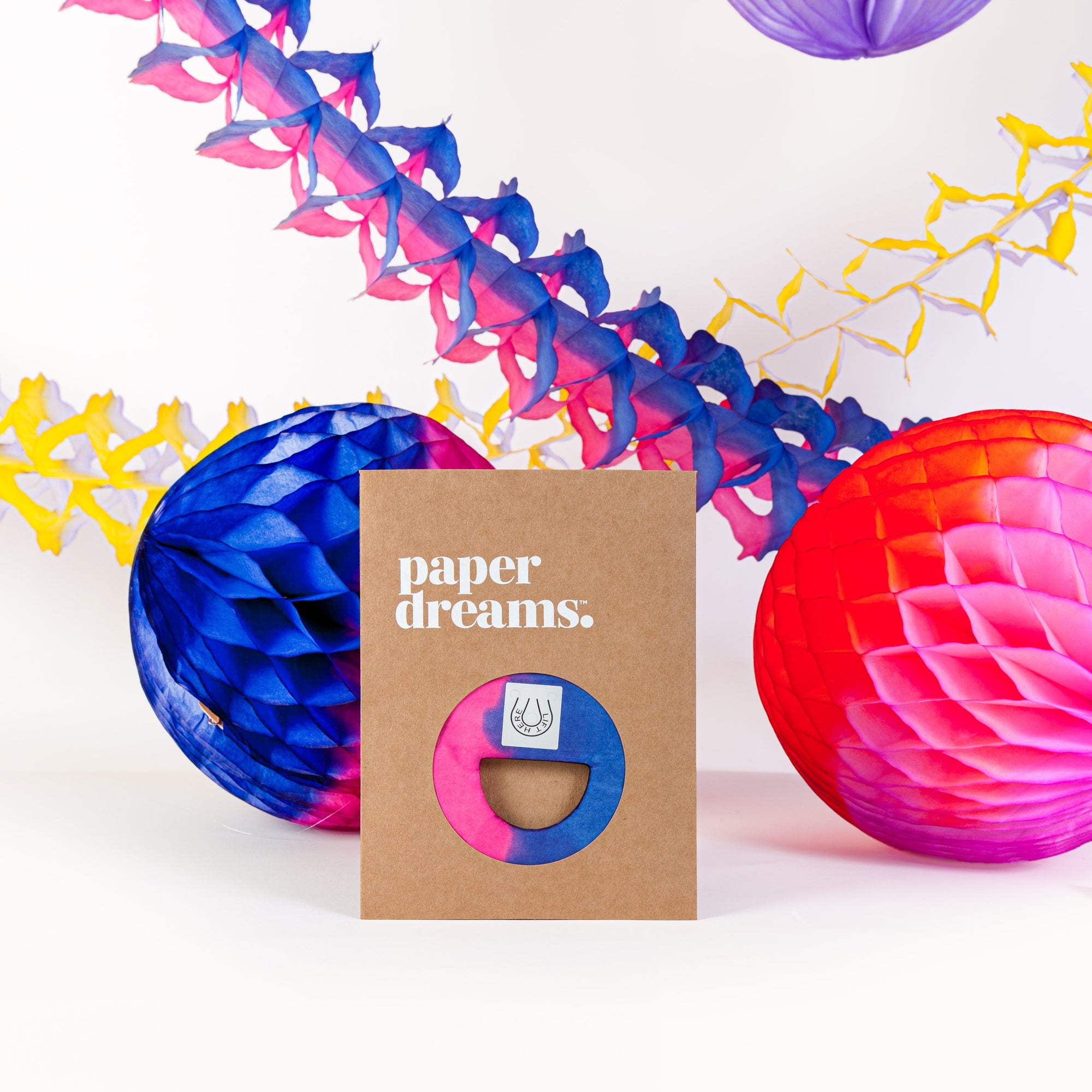 Honeycomb Ball Two-Tone 25cm, Fuchsia & Cobalt