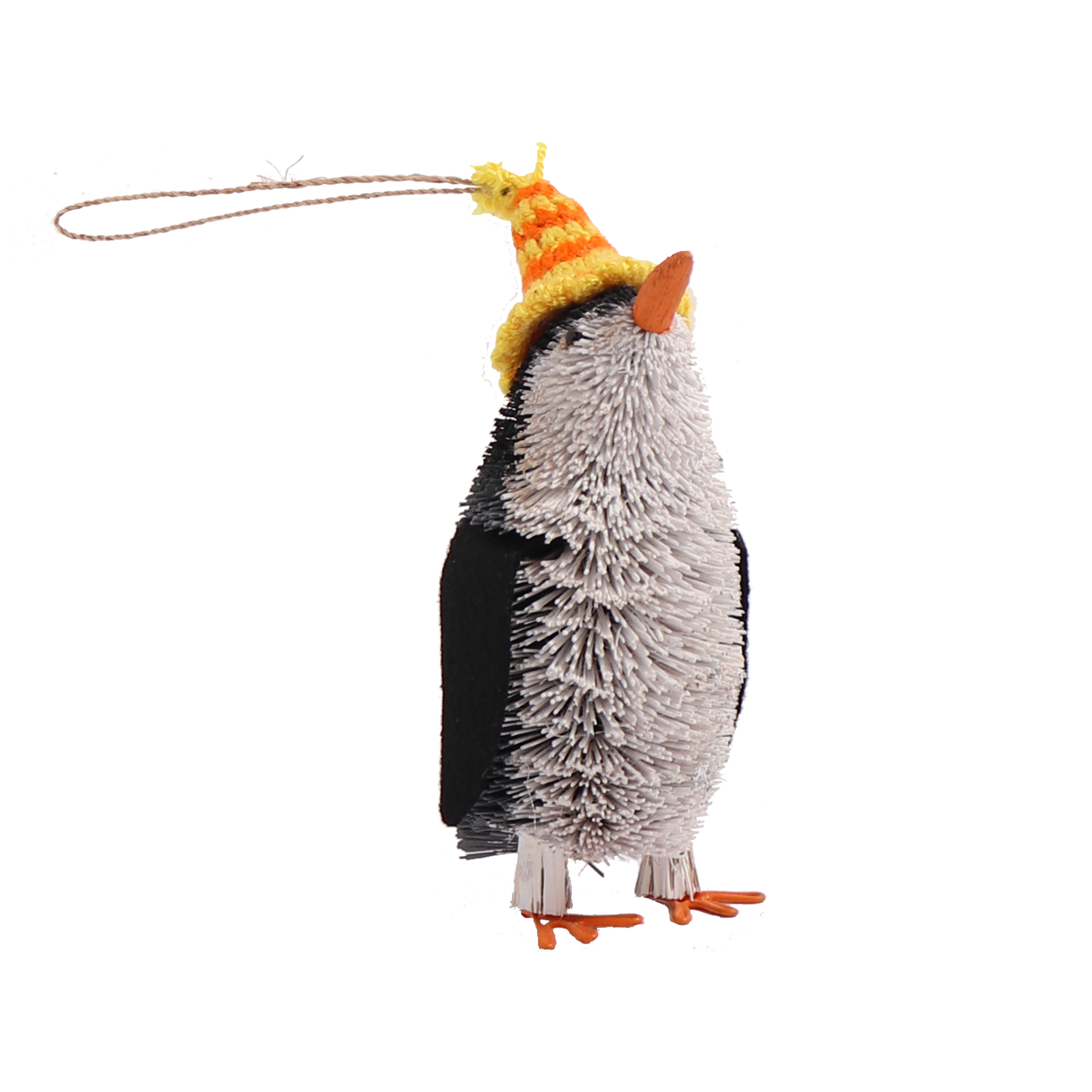 Bristle Penguin Decoration, 10cm