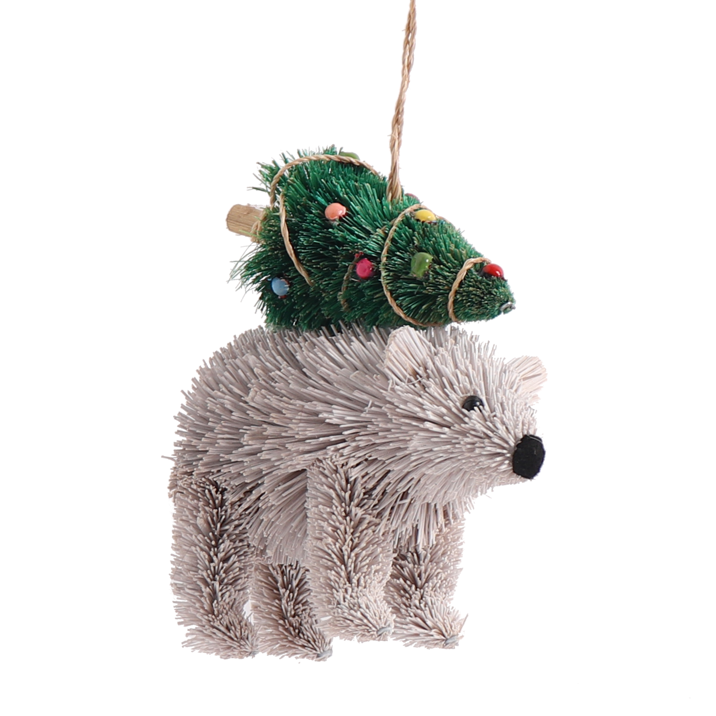 Bristle Polar Bear Decoration, 10cm