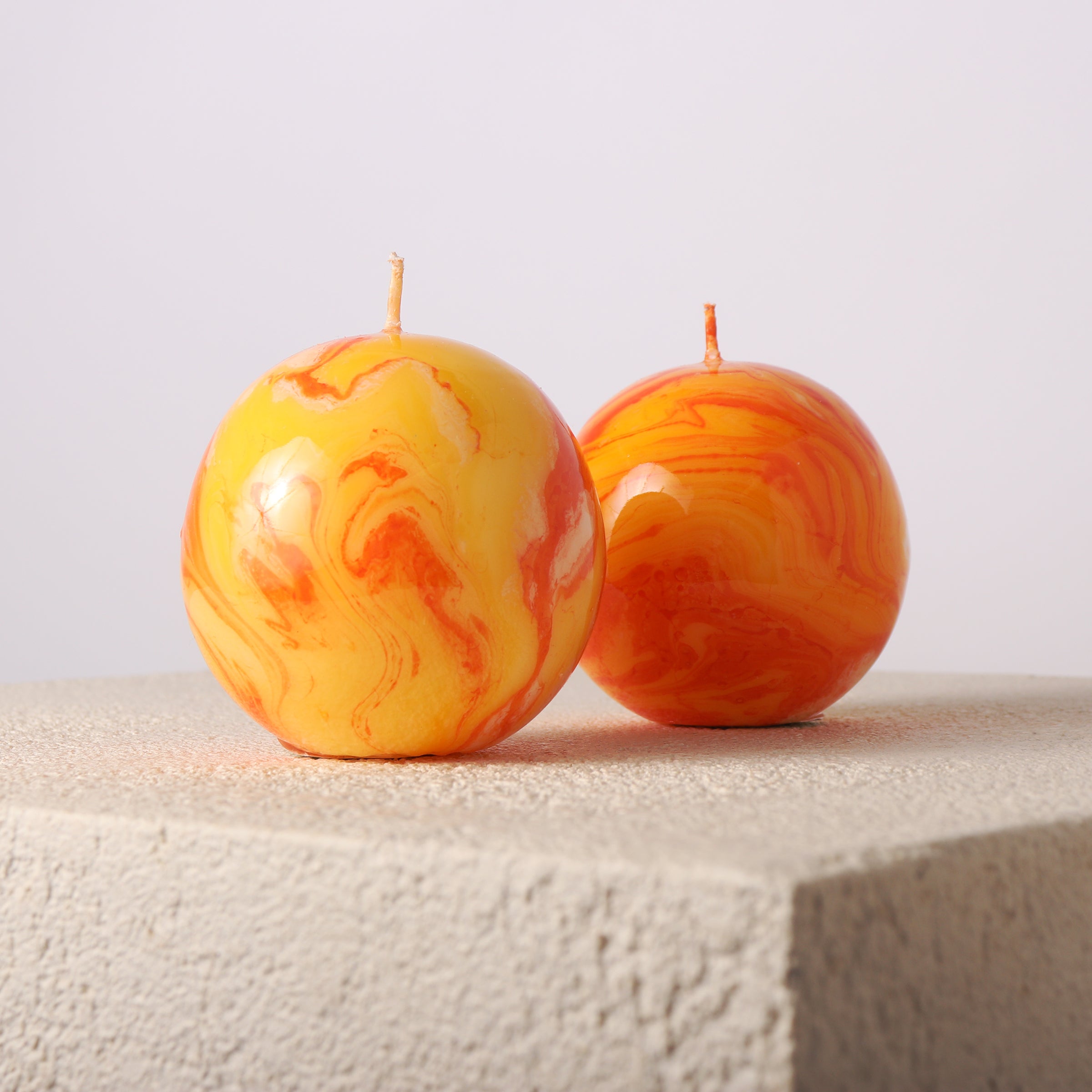 Marble Sphere Candle Orange