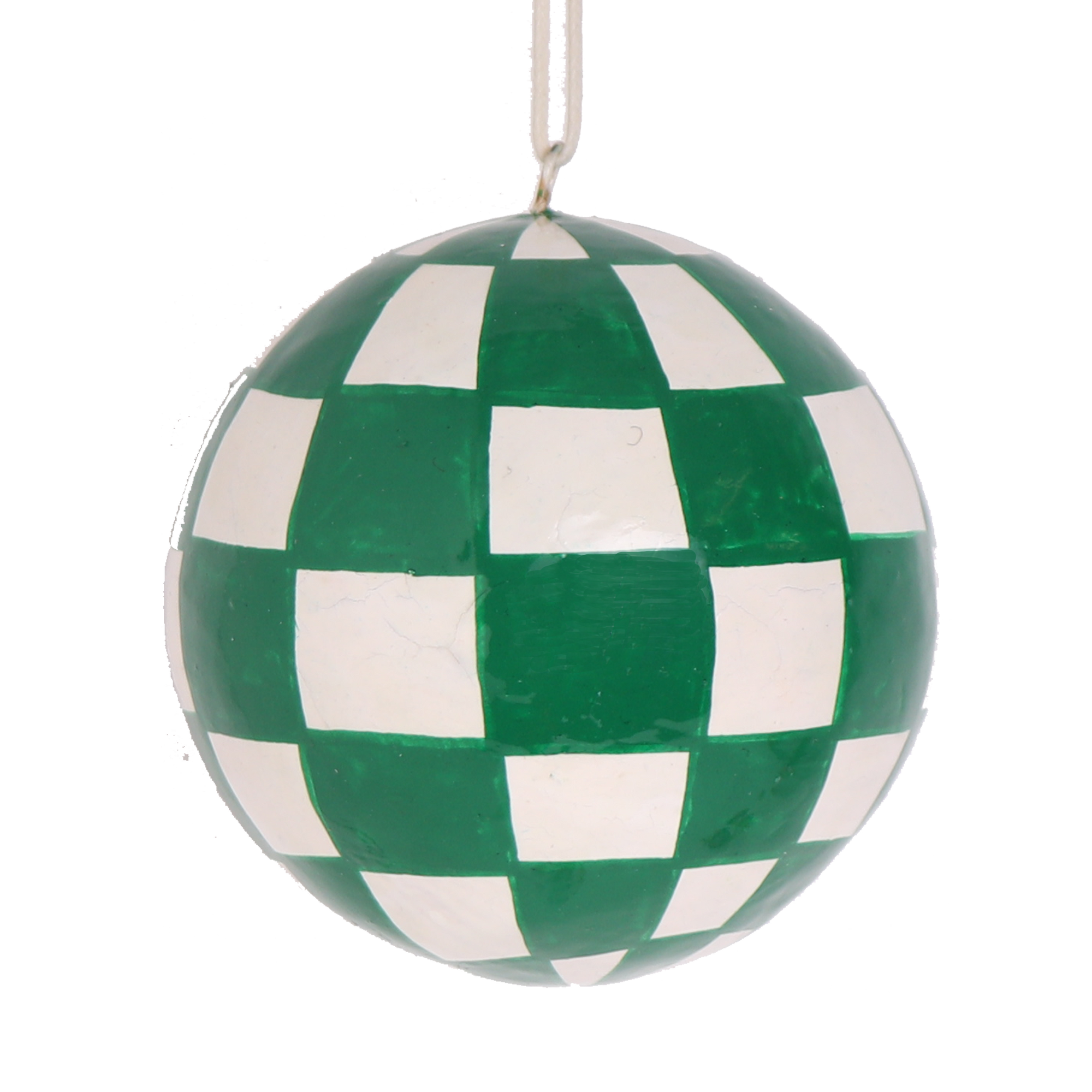 Checkerboard Fir Papier Mâché Bauble