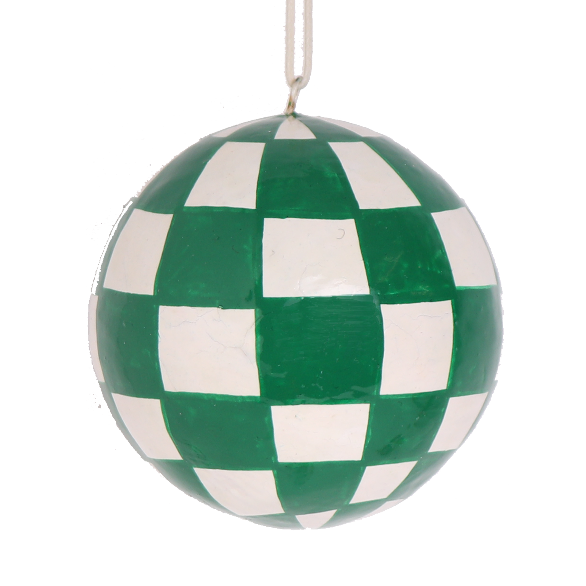Checkerboard Fir Papier Mâché Bauble