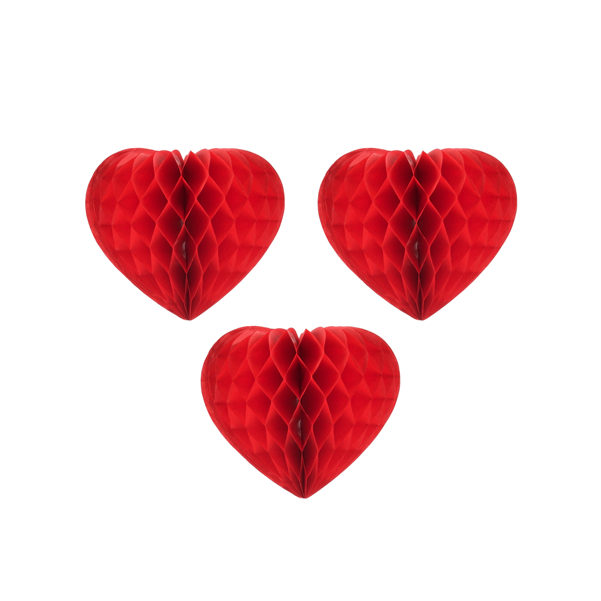 Honeycomb Heart 10cm Red, Pack of 3