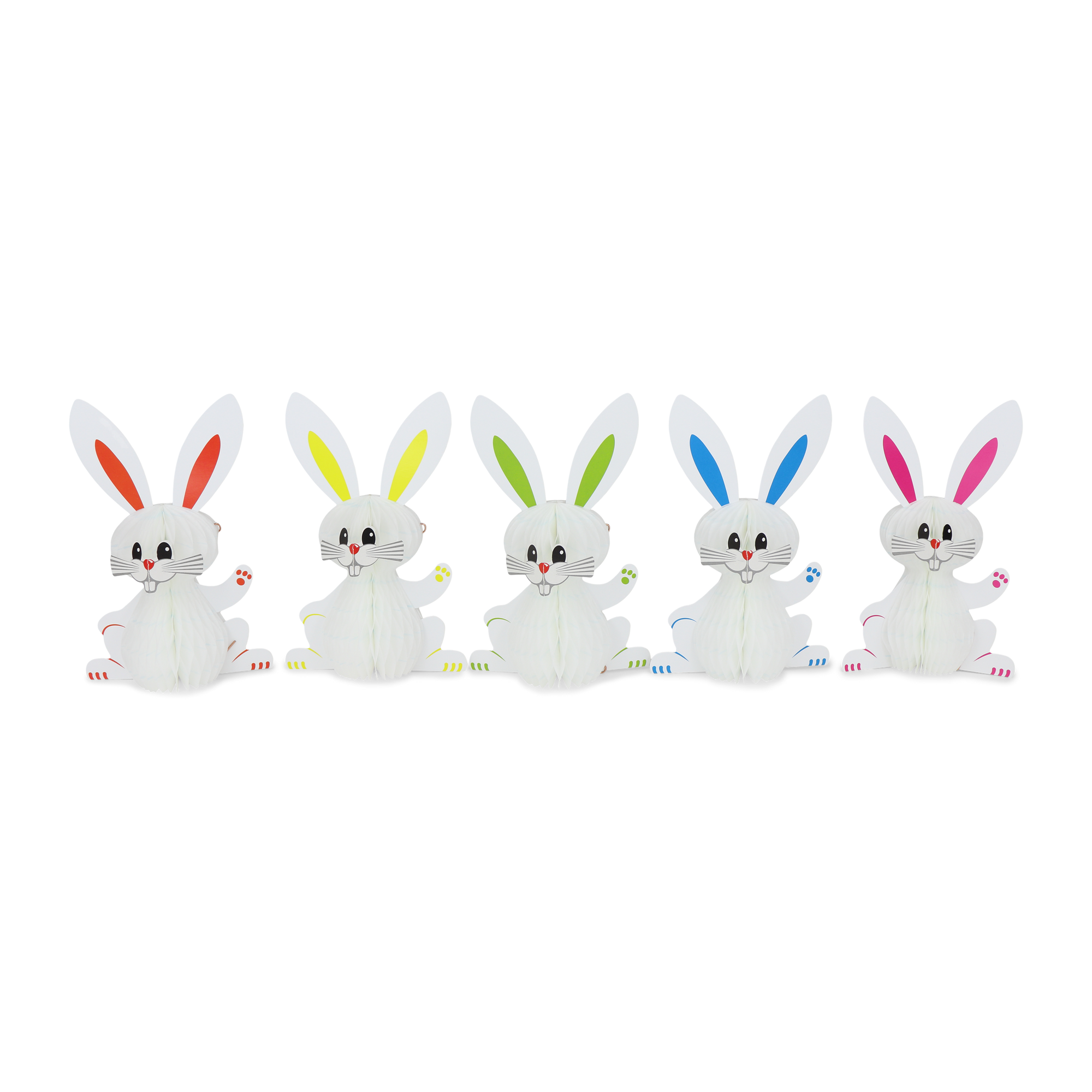 Honeycomb Bunny 15cm White, Set of 5