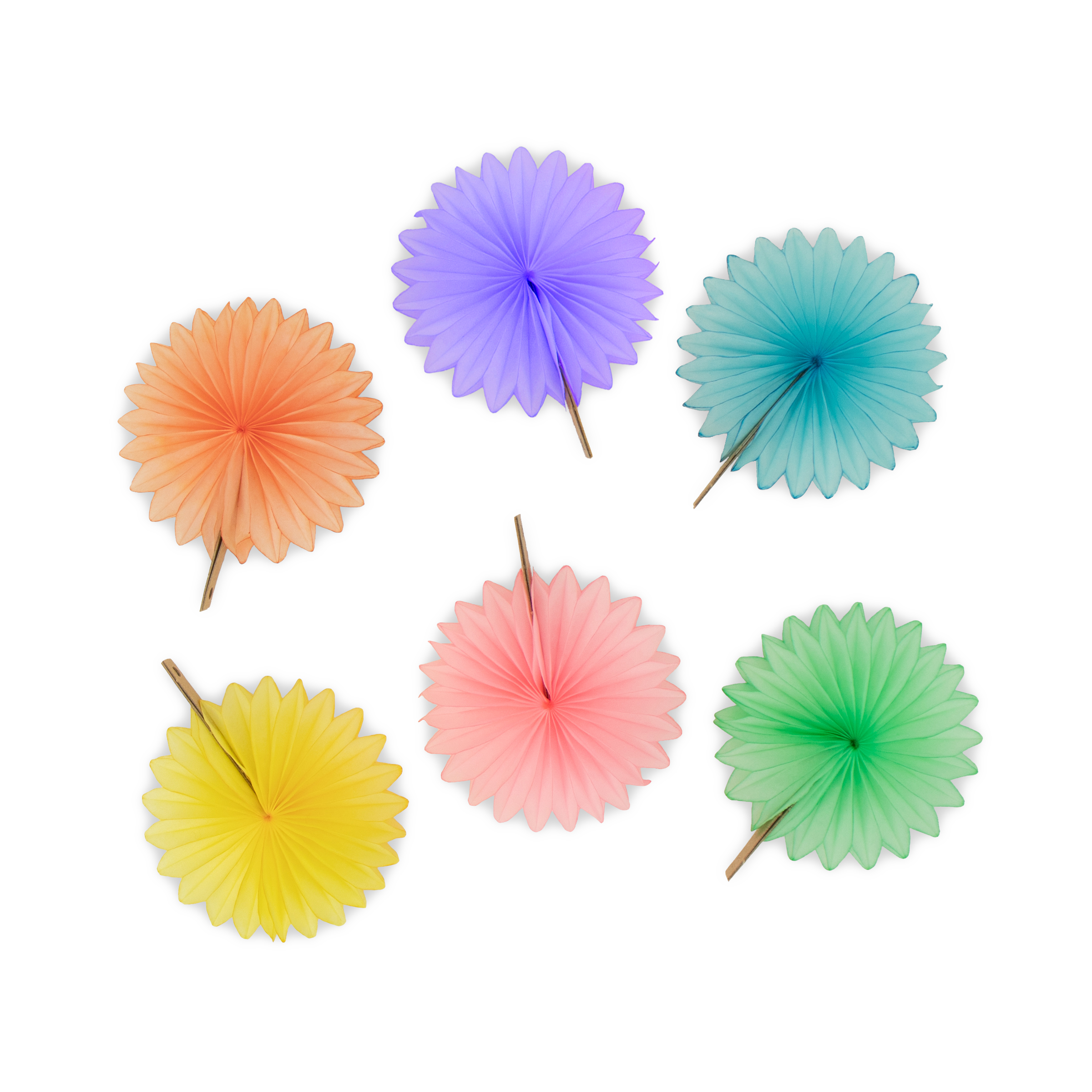 Mini Fan 8cm Pastel, Set of 6