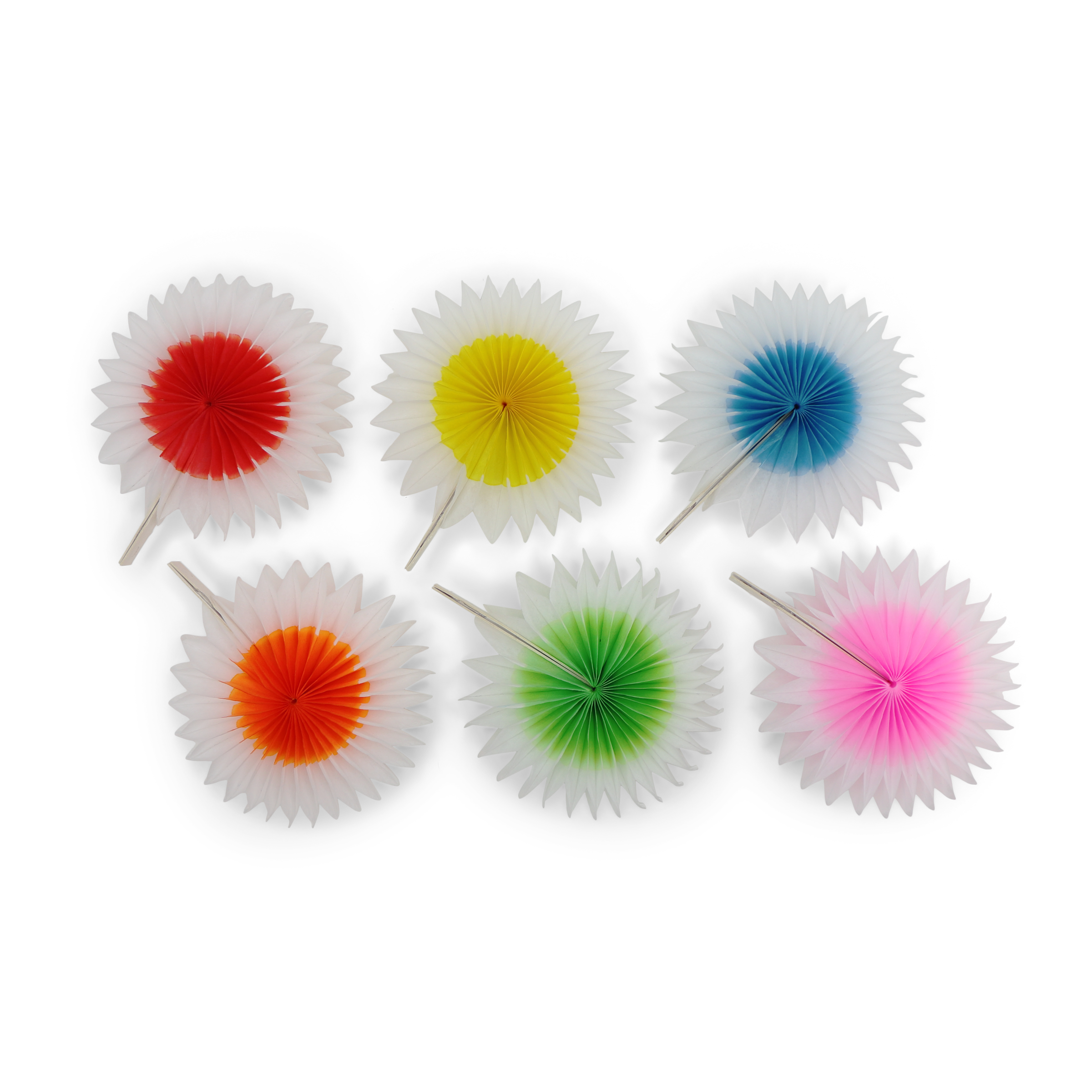 Mini Fan 8cm Rainbow Spot, Set of 6