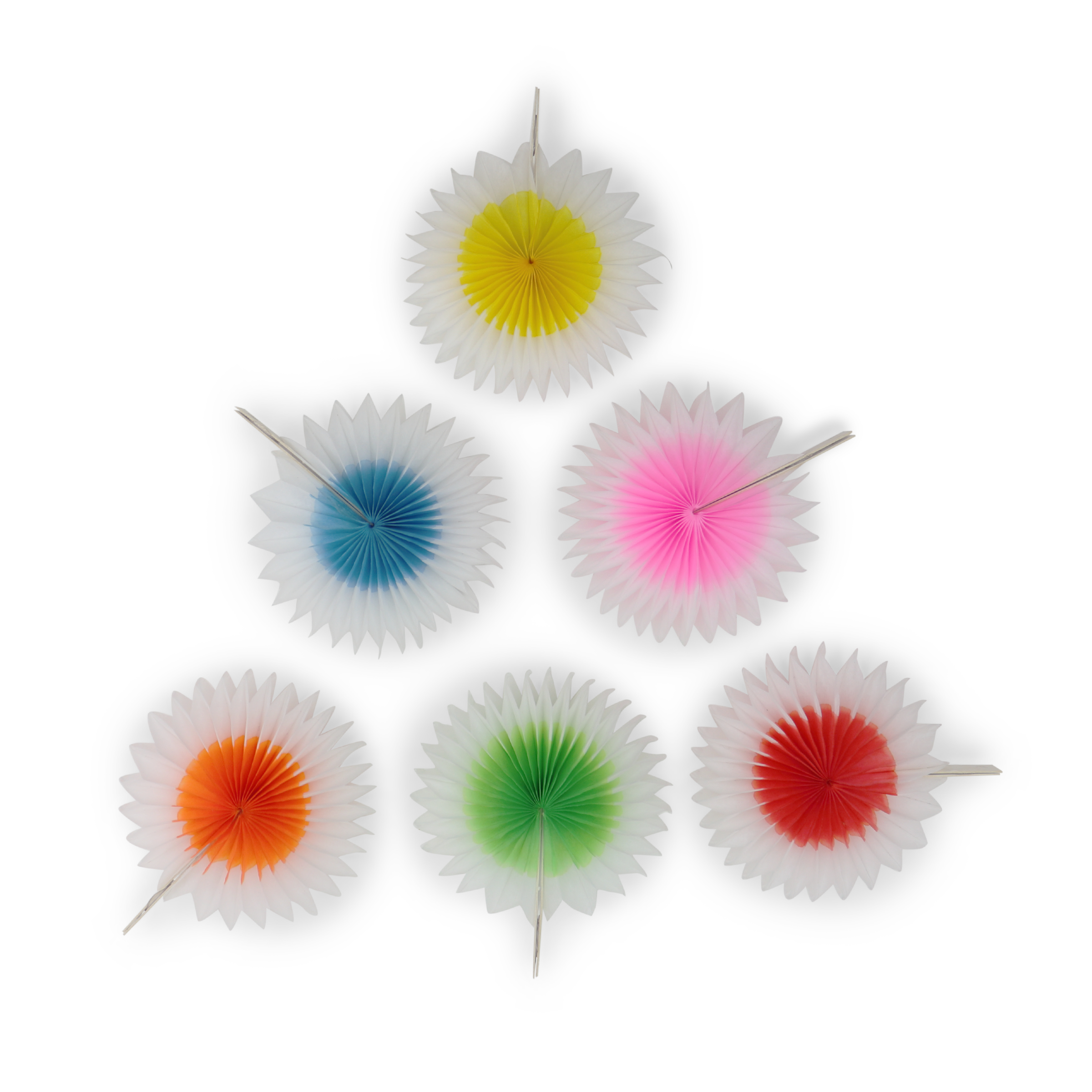 Mini Fan 8cm Rainbow Spot, Set of 6