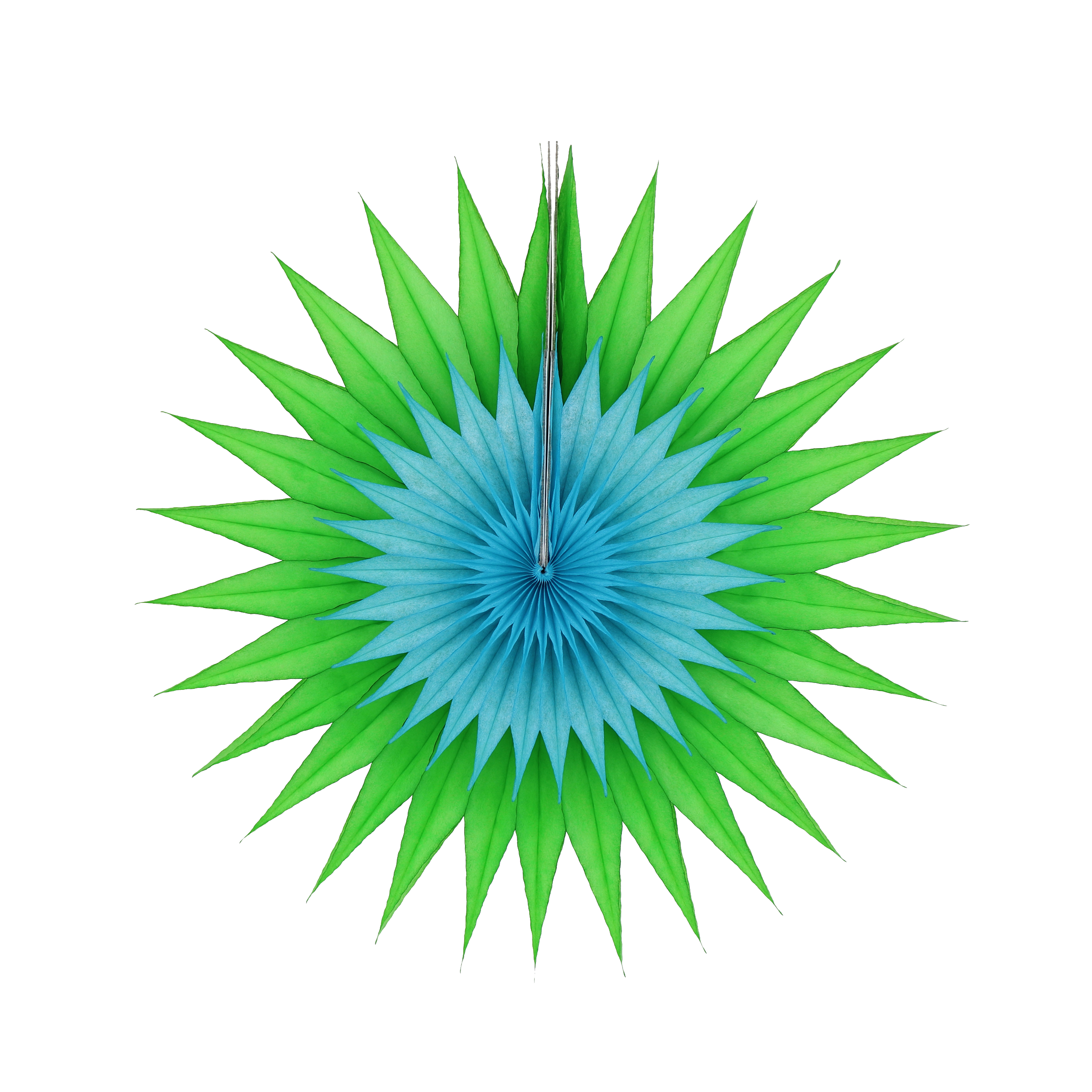 Pointed Duo Fan 30cm, Green & Blue