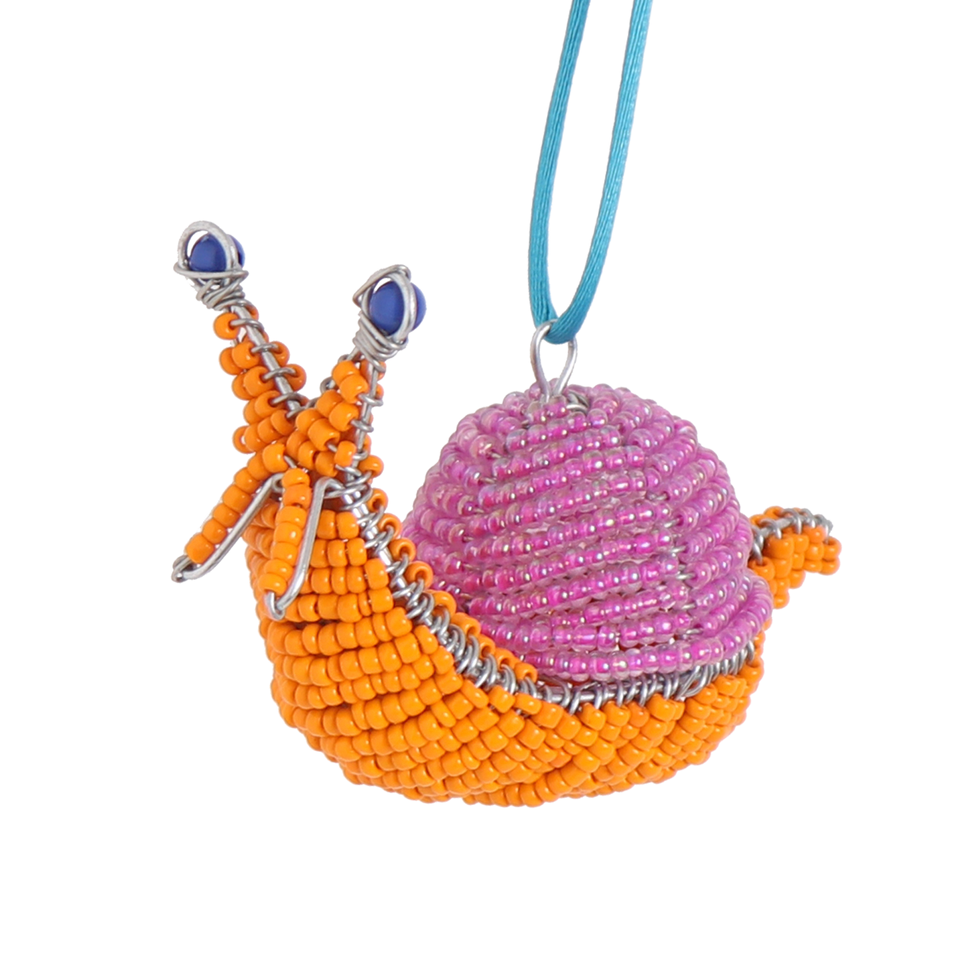 Beaded Snail Decoration Orange, 10cm