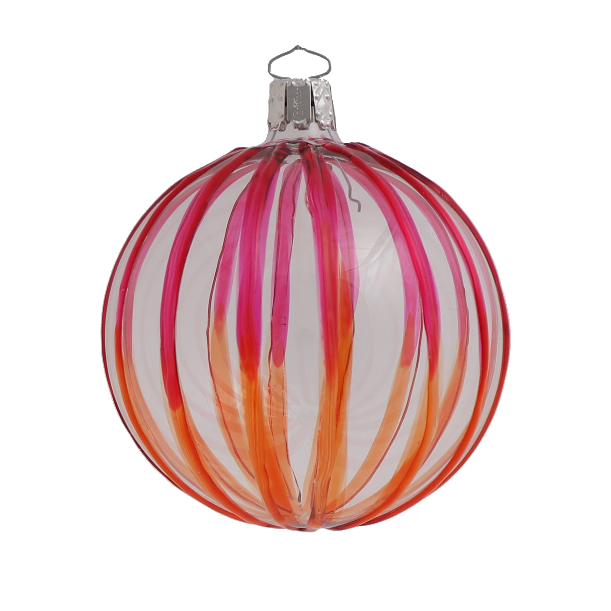 Stripe Pink & Orange Bauble, 8cm